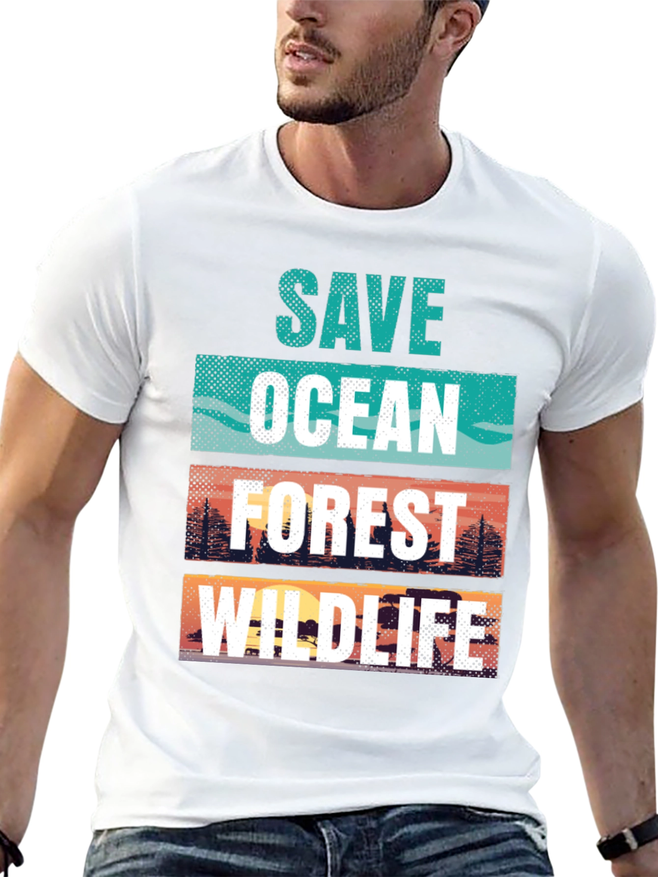 Save Ocean Forest Wildlife Graphic T-Shirt