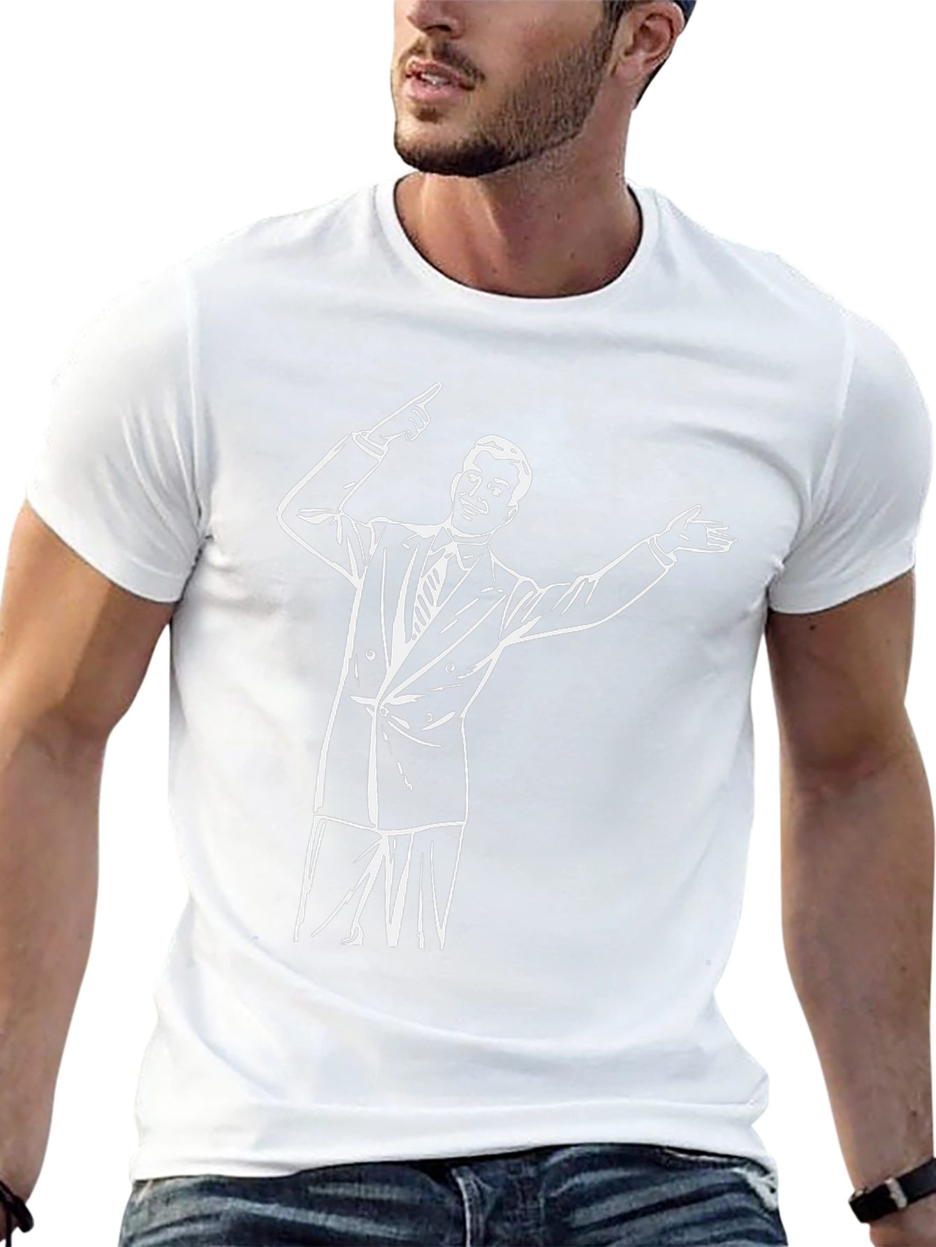 Retro Presenter Graphic Tee - Black Cotton Blend