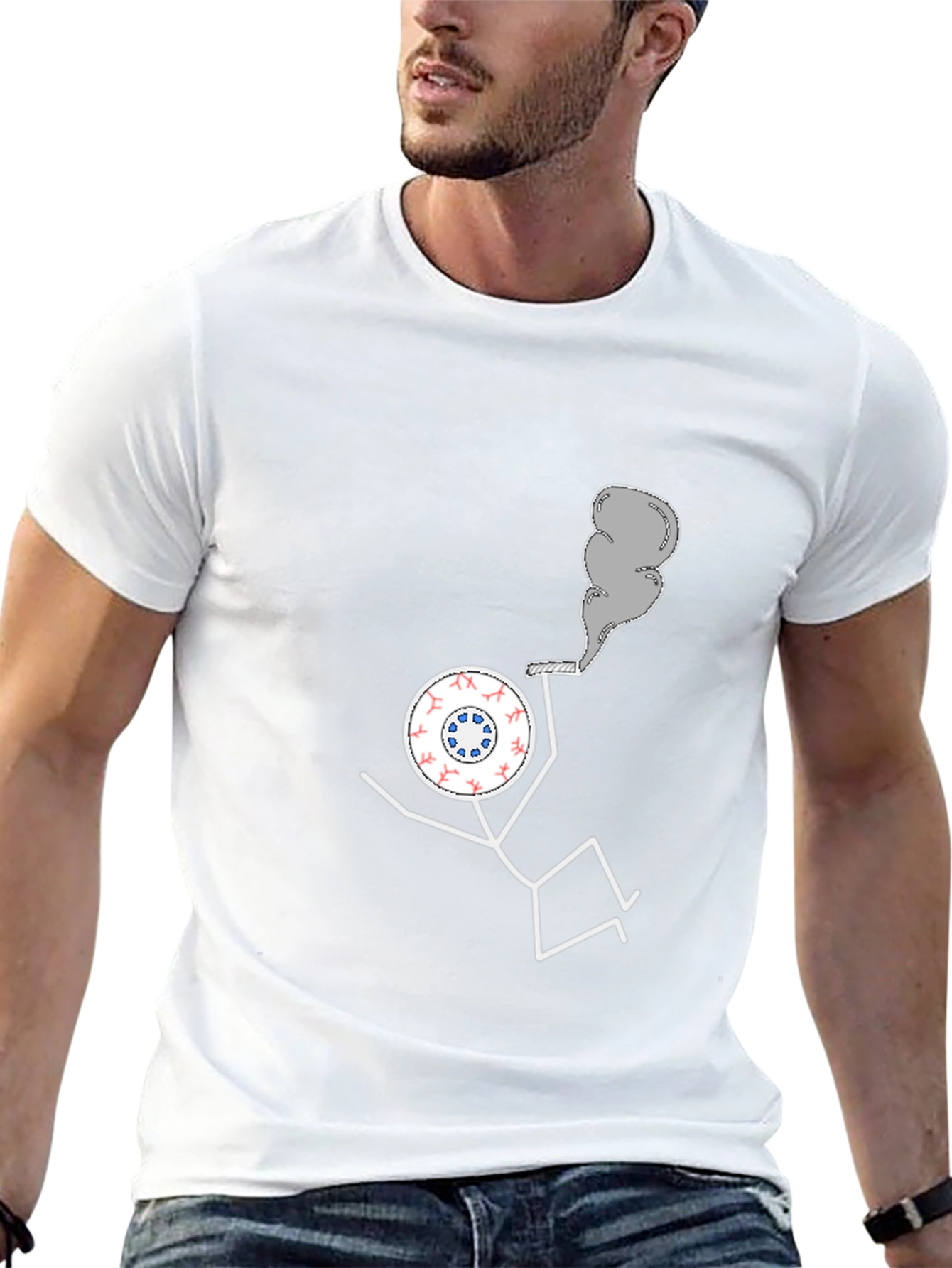 Novelty T-Shirt: Eyeball Man Smoking Pipe