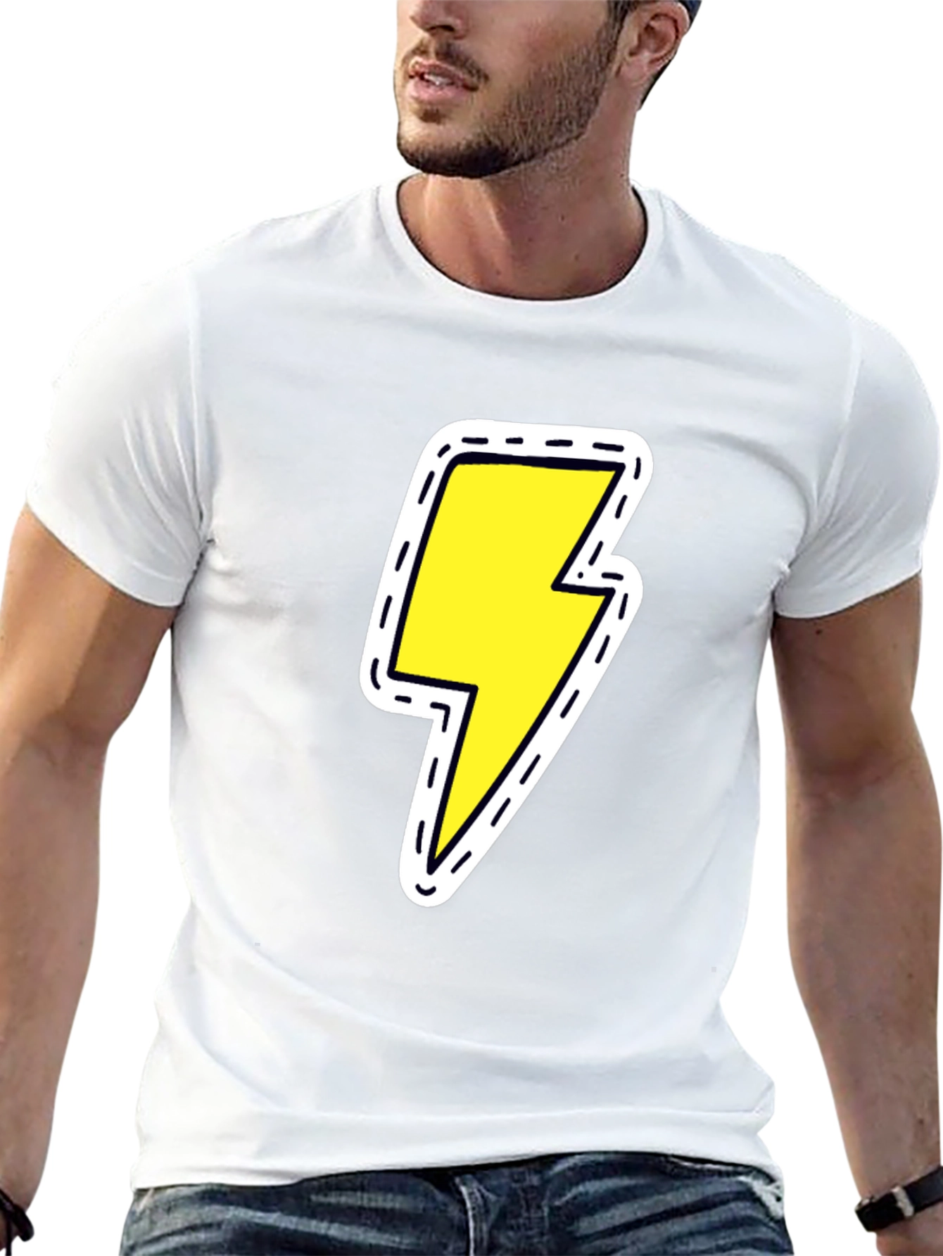 Black Tee with Lightning Bolt Patch