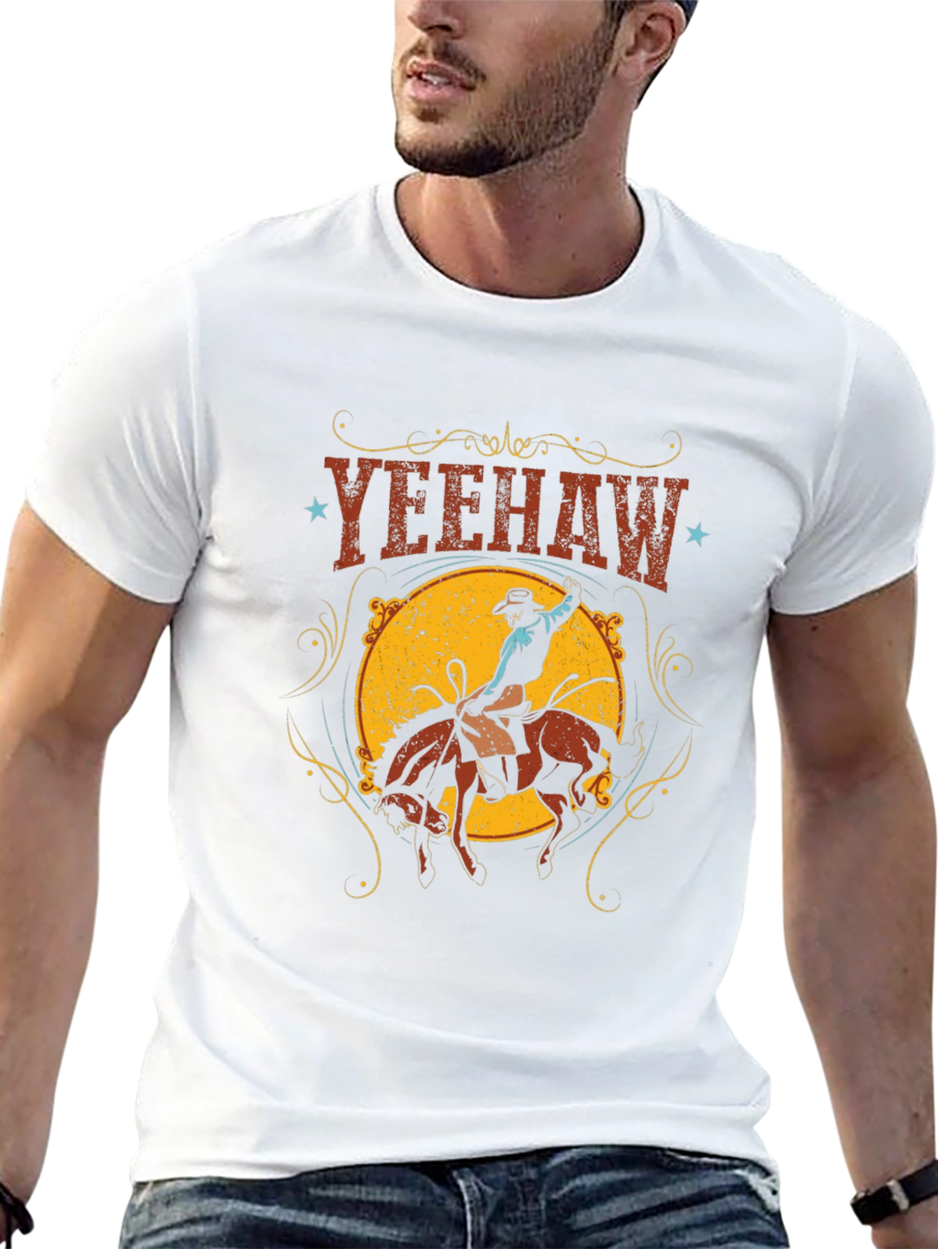 Yeehaw Cowboy Graphic T-Shirt - Black