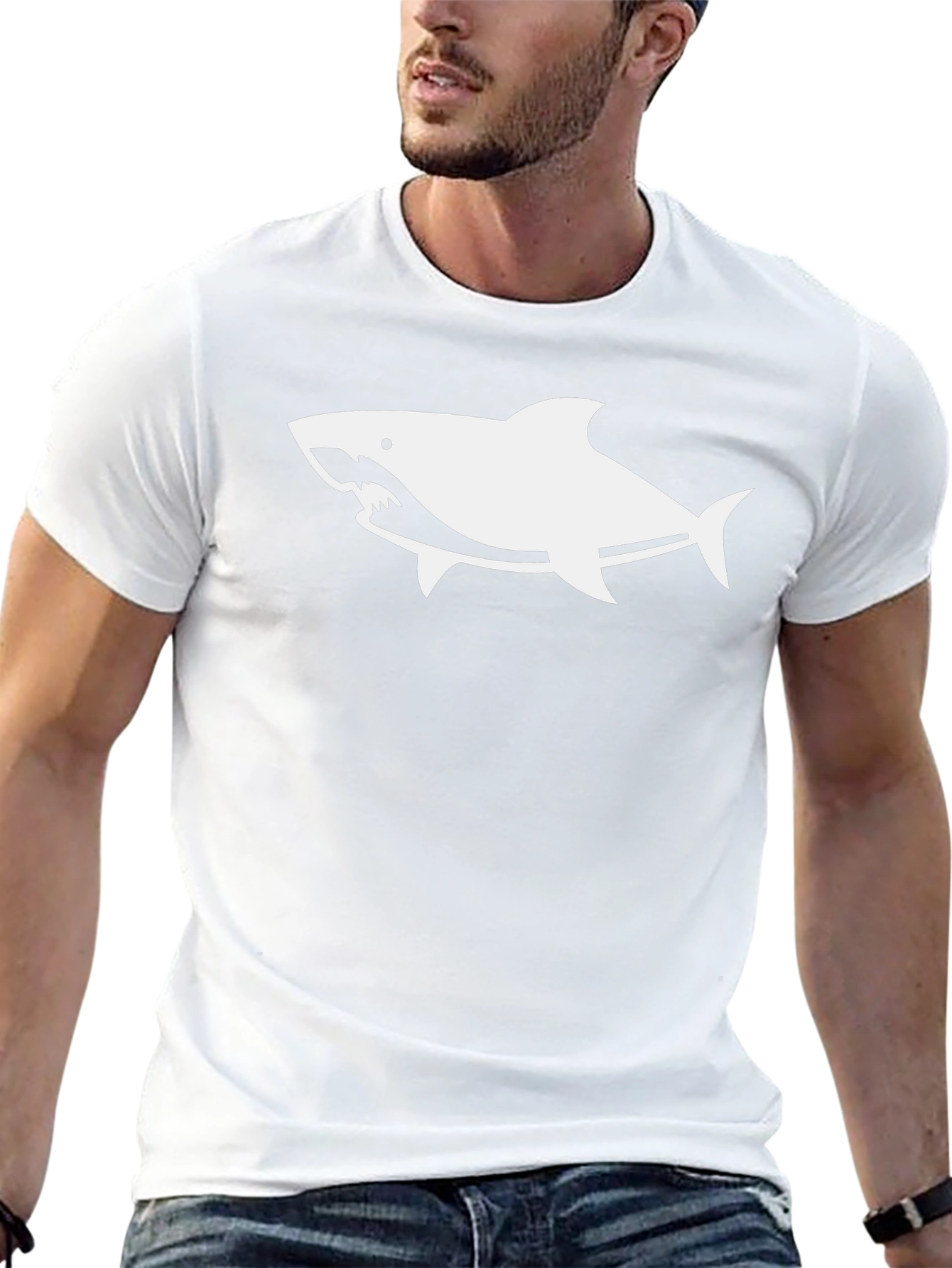 Shark Graphic Print Black T-Shirt