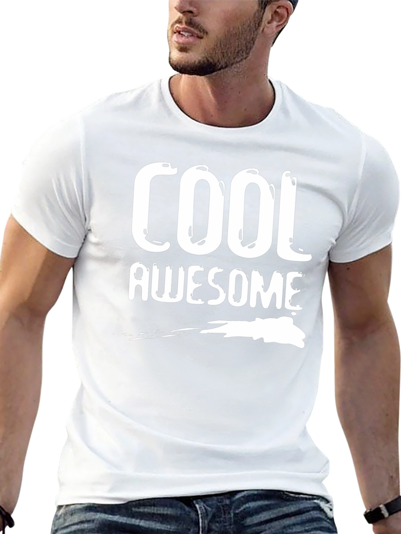 Cool Awesome Graphic Print Crew Neck Tee