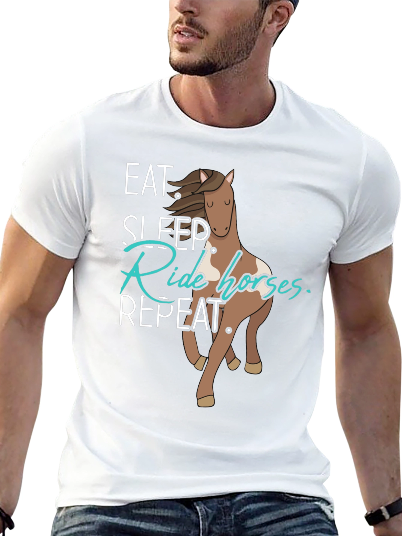 Eat Sleep Ride Horses Repeat Black T-Shirt