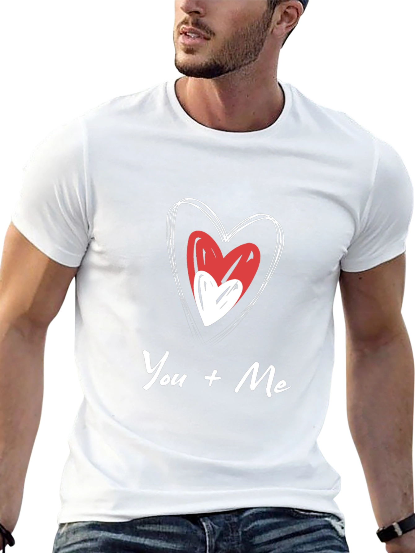 You + Me Heart Graphic Black T-Shirt