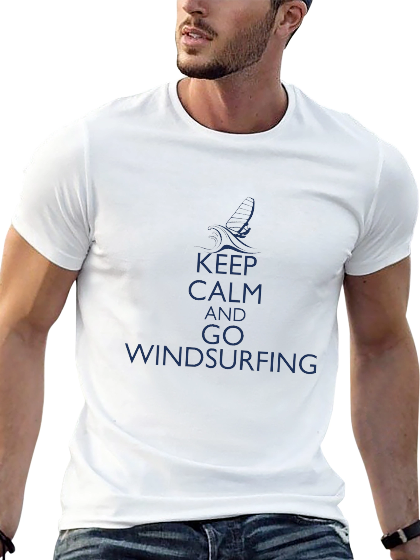 Keep Calm Windsurfing Black T-Shirt