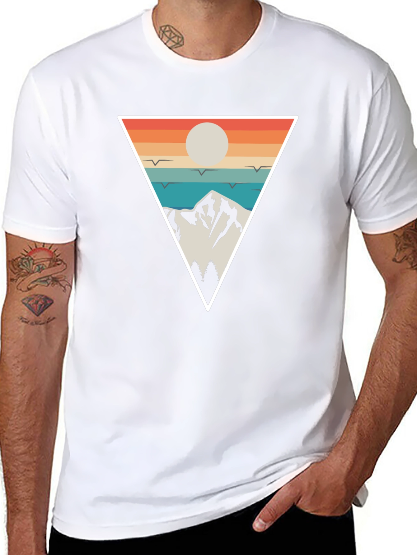 Retro Mountain Triangle T-Shirt - Adventure Style