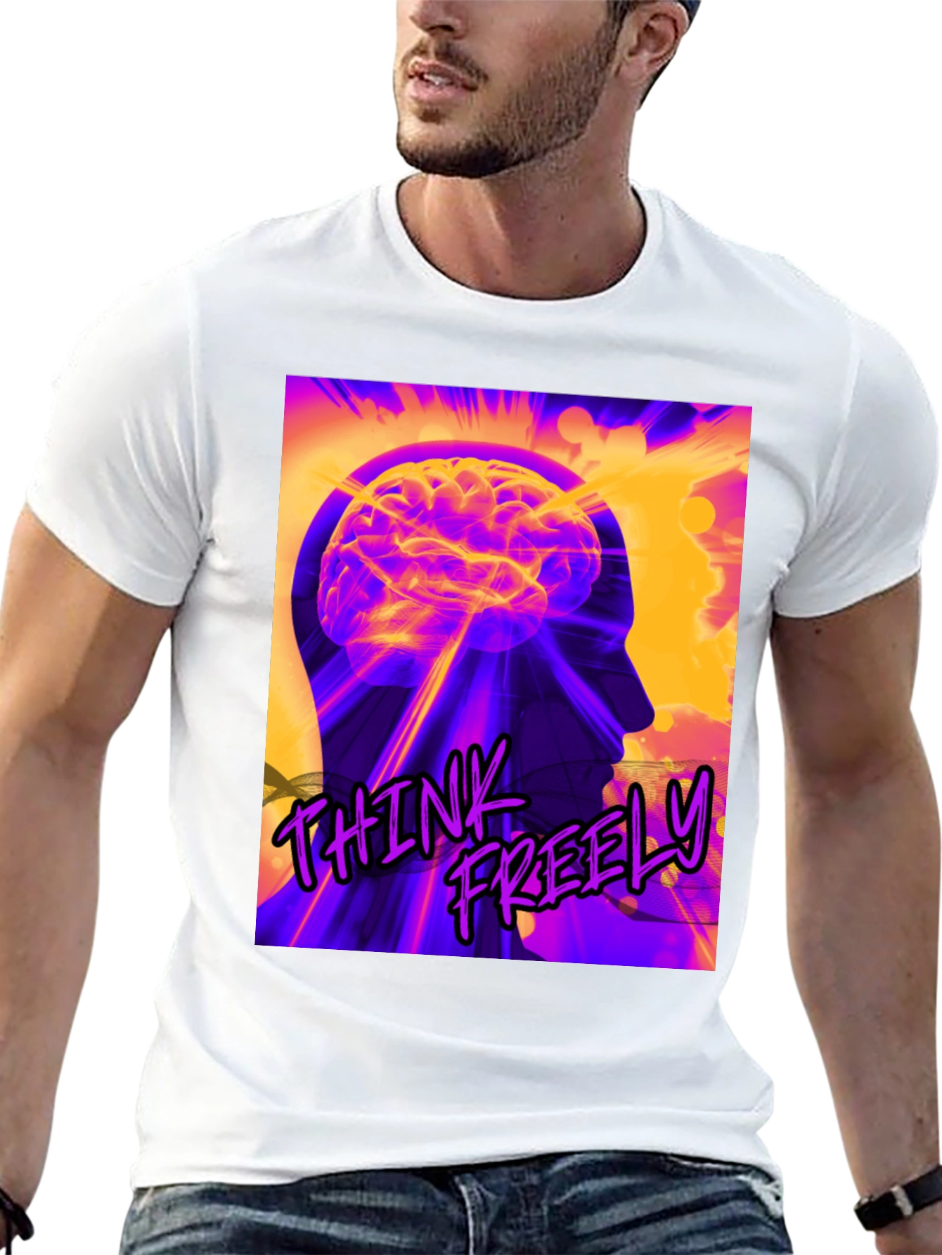 Think Freely Graphic T-Shirt - Brain Power Tee