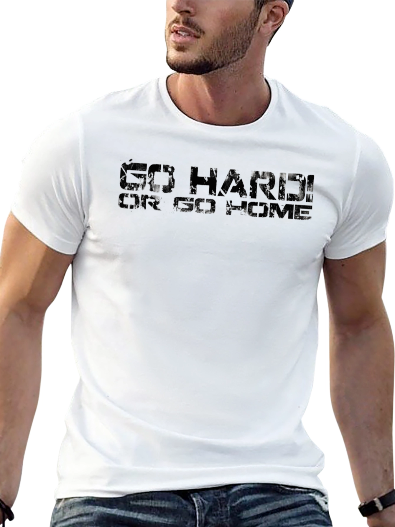 Go Hard or Go Home Black Graphic T-Shirt