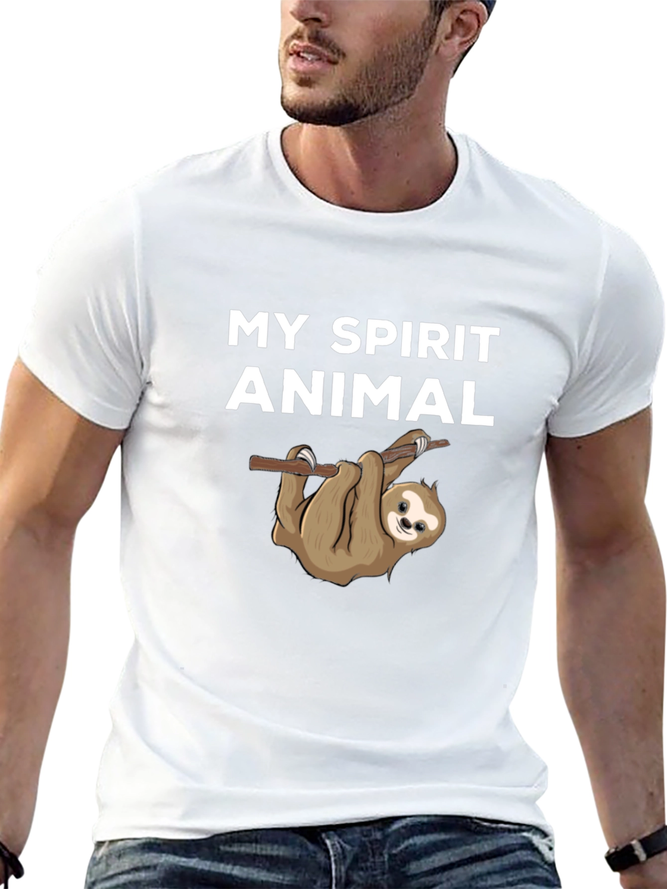 My Spirit Animal Sloth T-Shirt Black Cotton