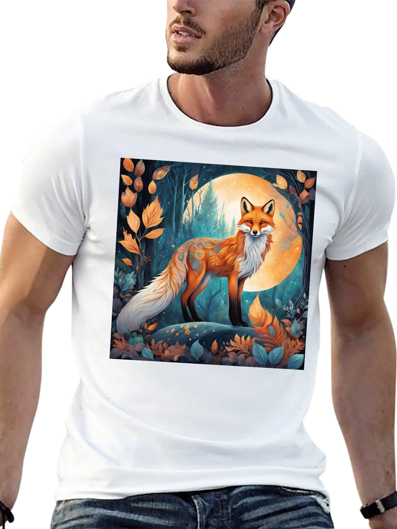 Fox in Moonlight Graphic Tee - Nature Inspired Design