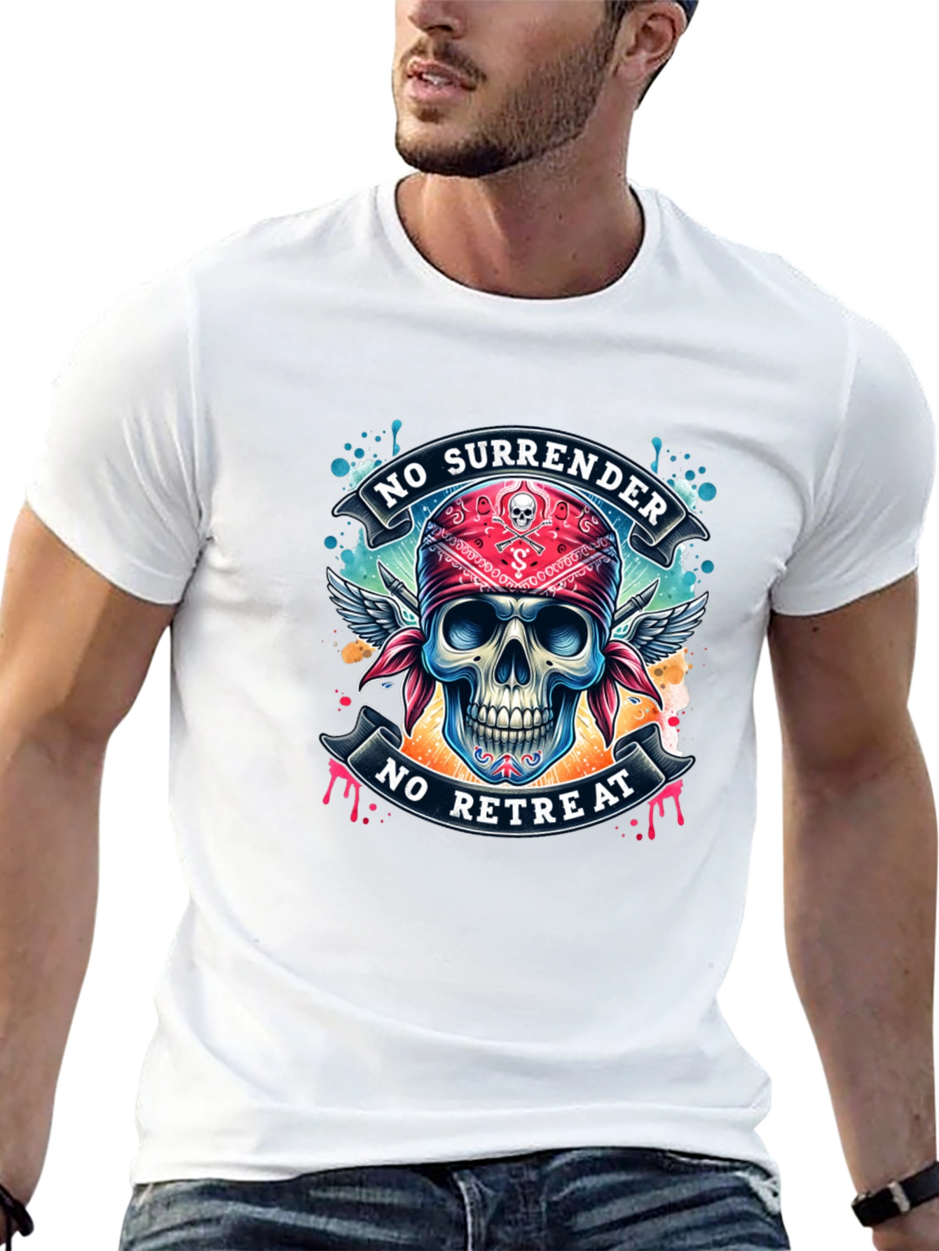 Skull Graphic Tee - No Surrender No Retreat