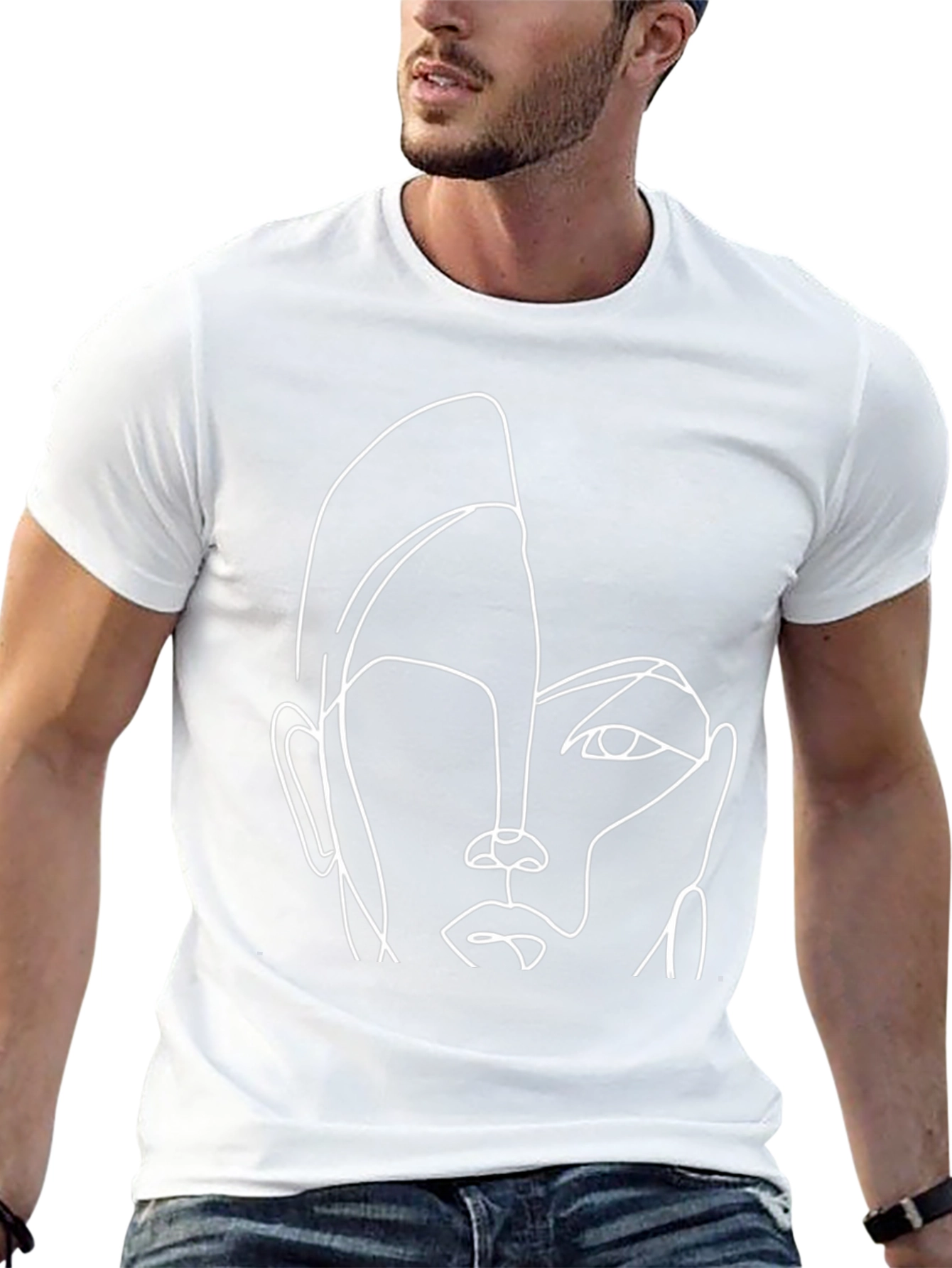 Abstract Face Line Art Graphic T-Shirt