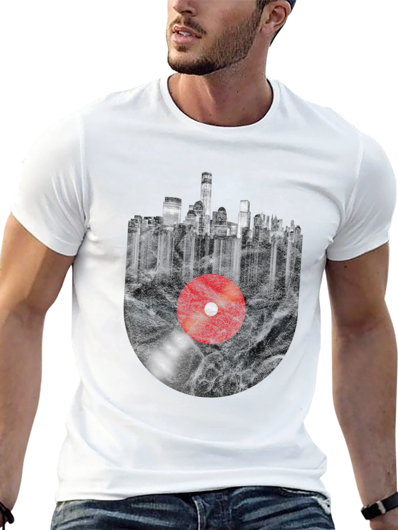 Urban Vinyl T-Shirt - Music Cityscape Tee