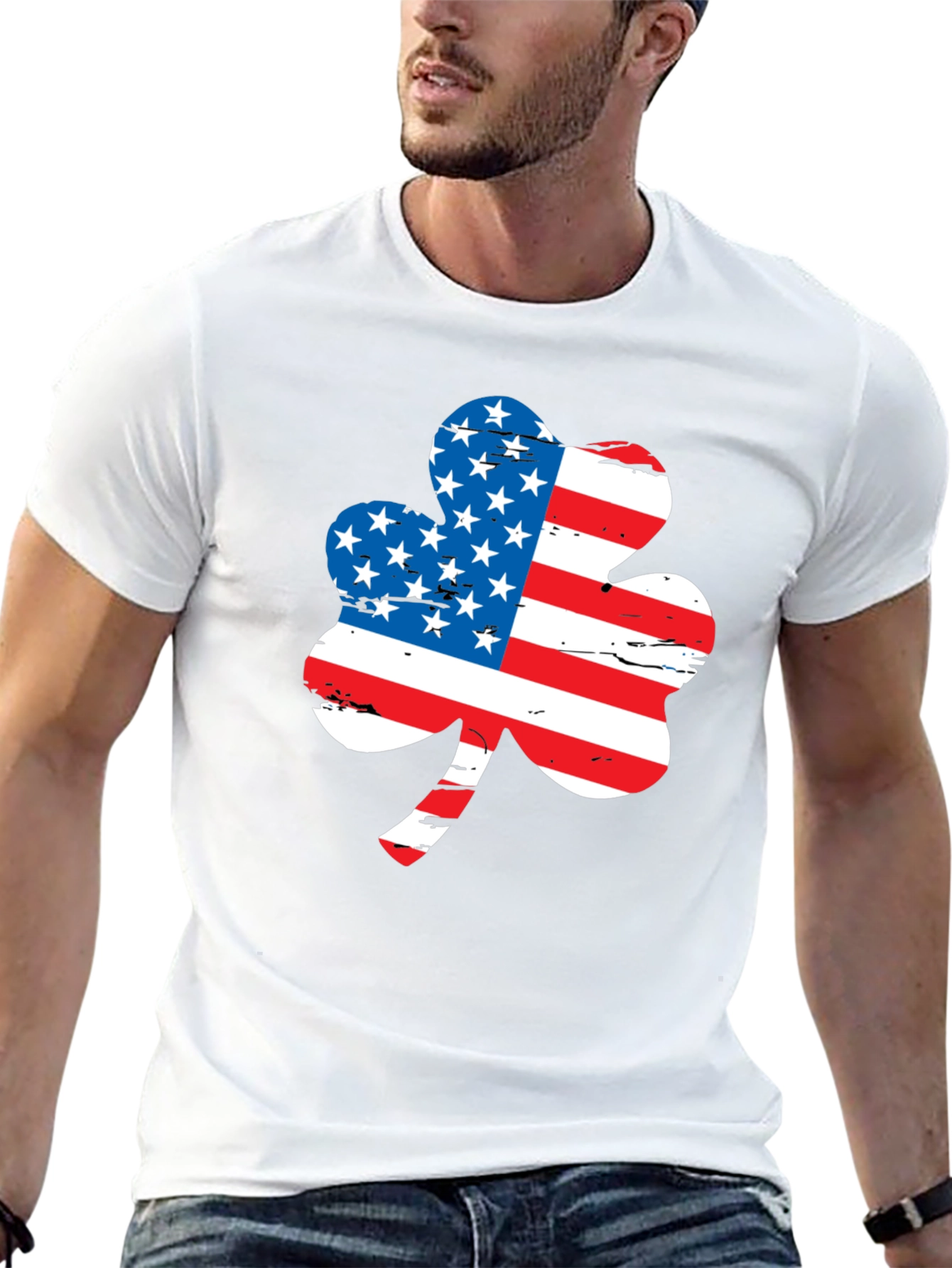 American Flag Shamrock Graphic Tee