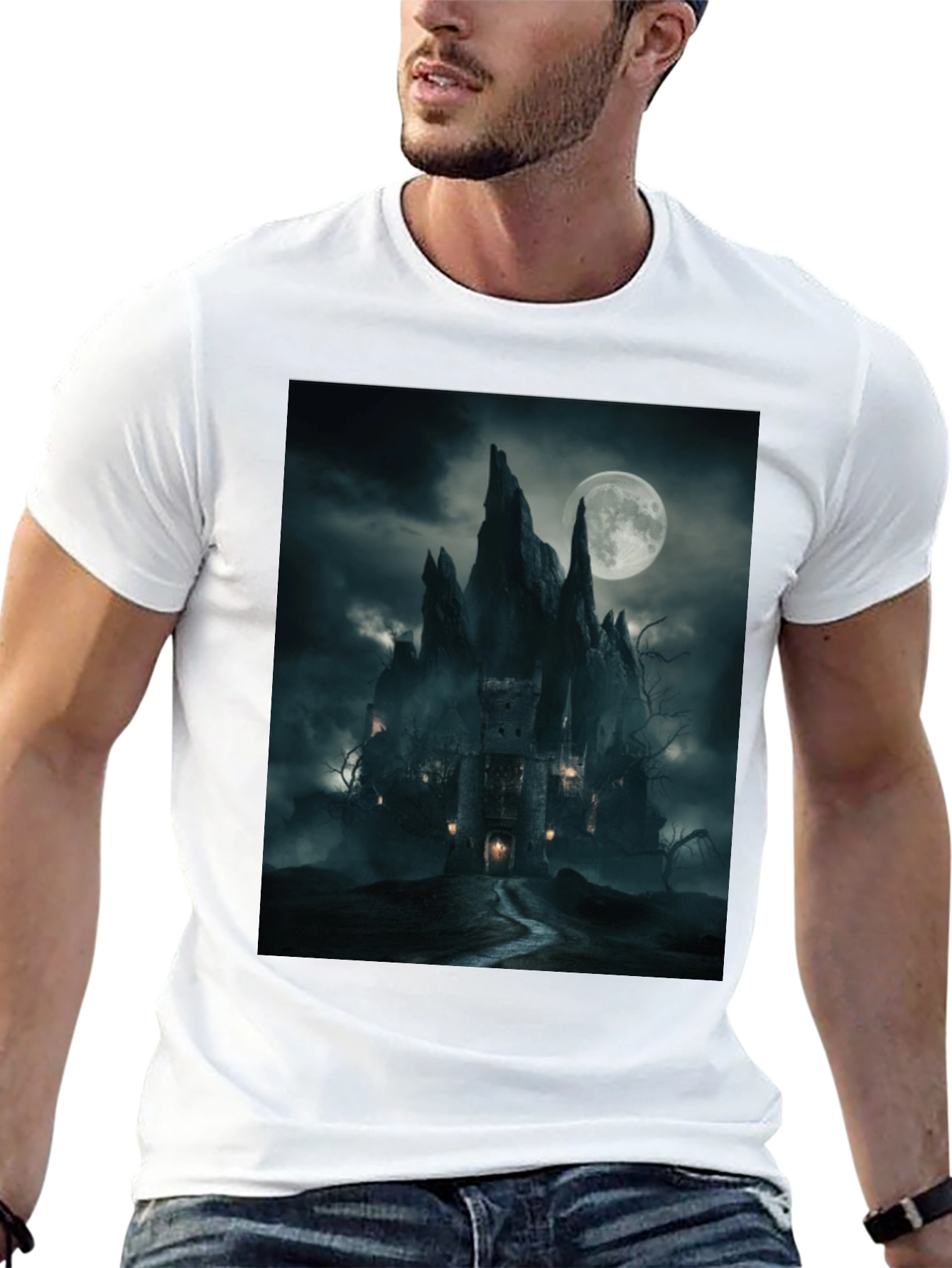 Eerie Castle Moonlit T-Shirt