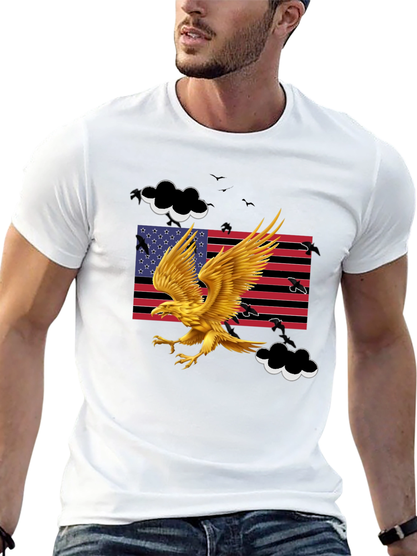 Eagle Graphic T-Shirt - Patriotic American Flag Design