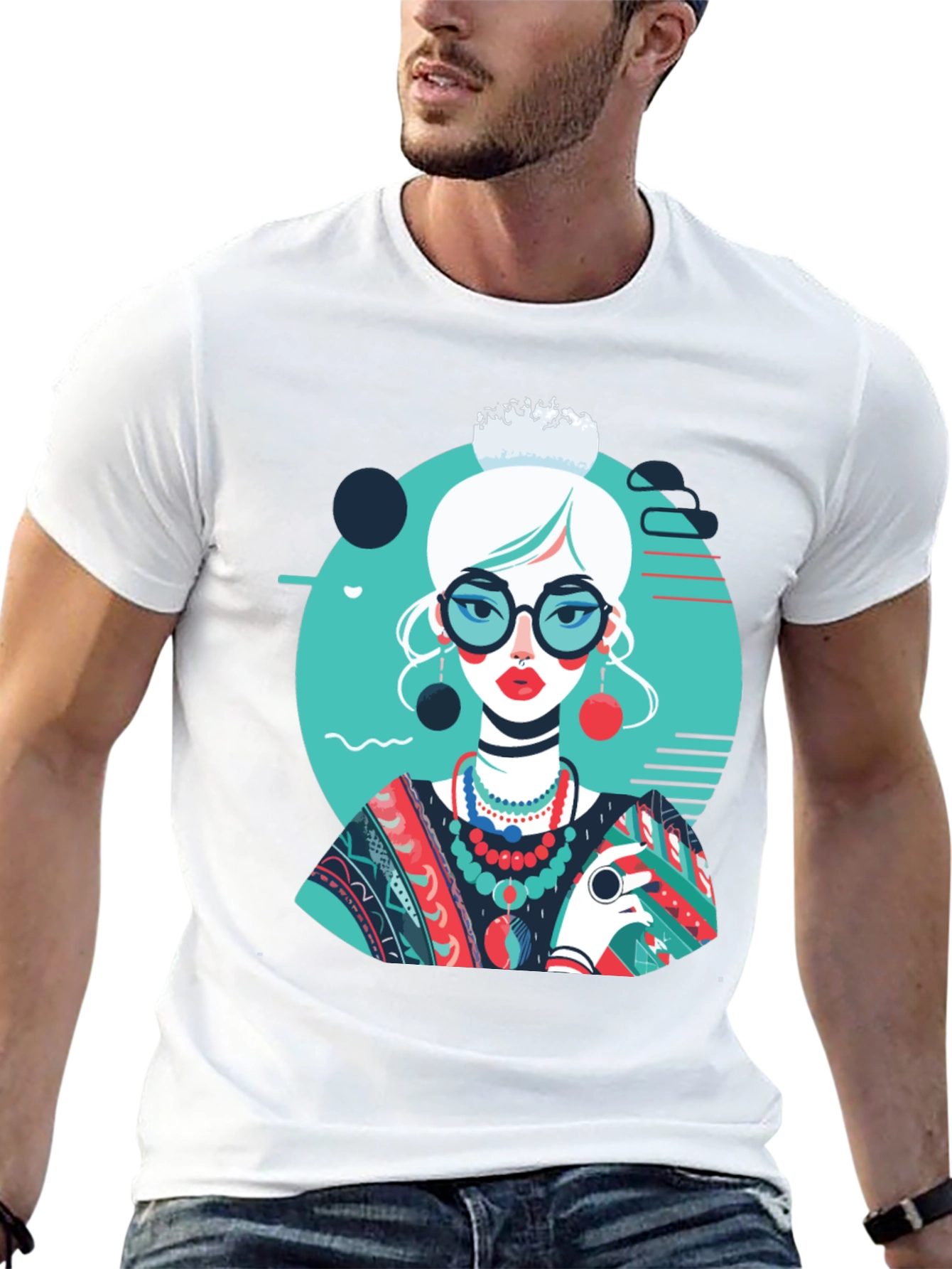 Artsy Woman Graphic T-Shirt - Modern Art Style