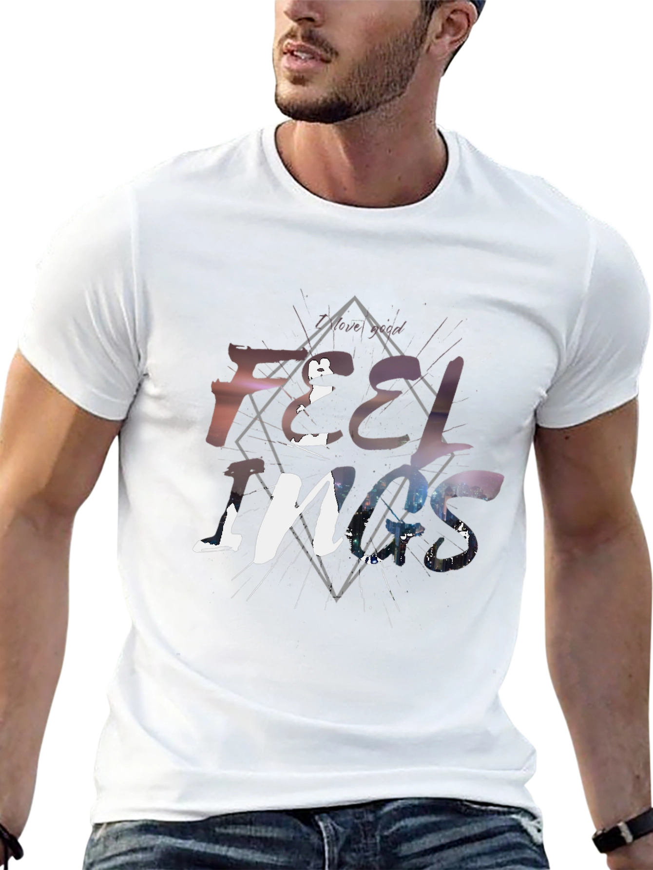 Feelings Graphic Tee - Stylish Black Cotton T-Shirt