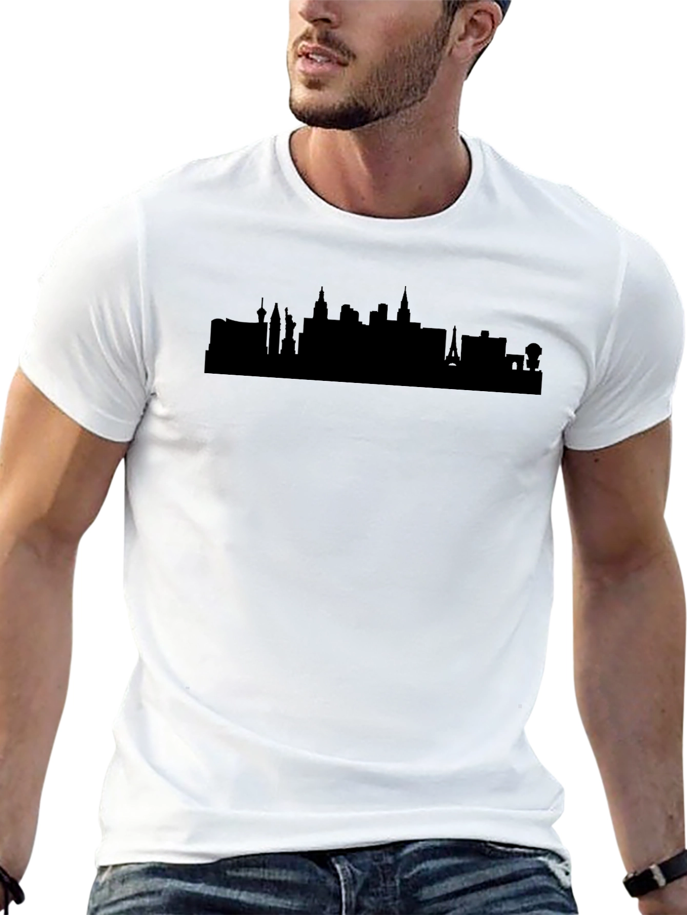Las Vegas Skyline Graphic Tee - Black Unisex T-Shirt