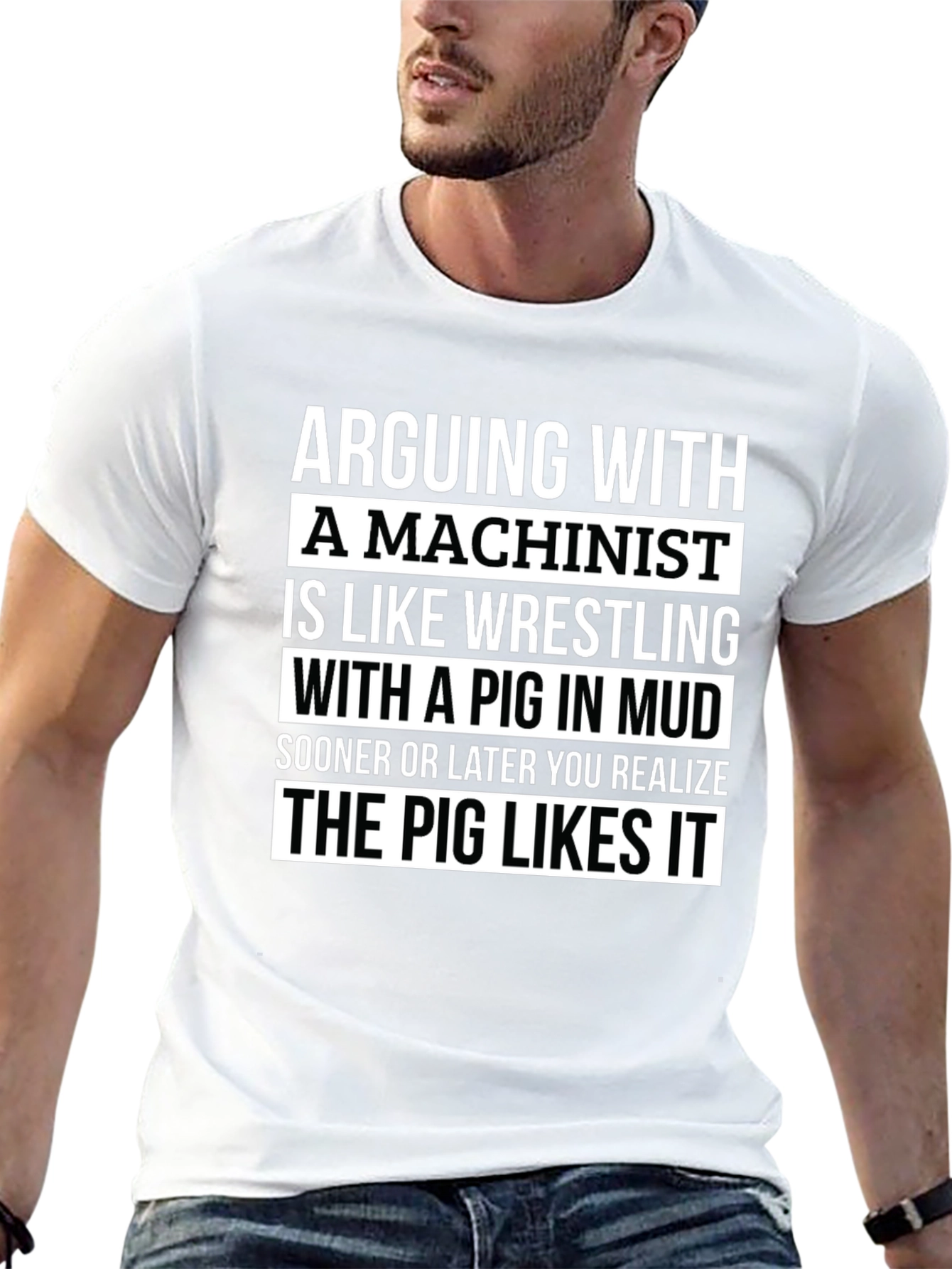 Machinist Pig in Mud T-Shirt - Funny Machining Tee