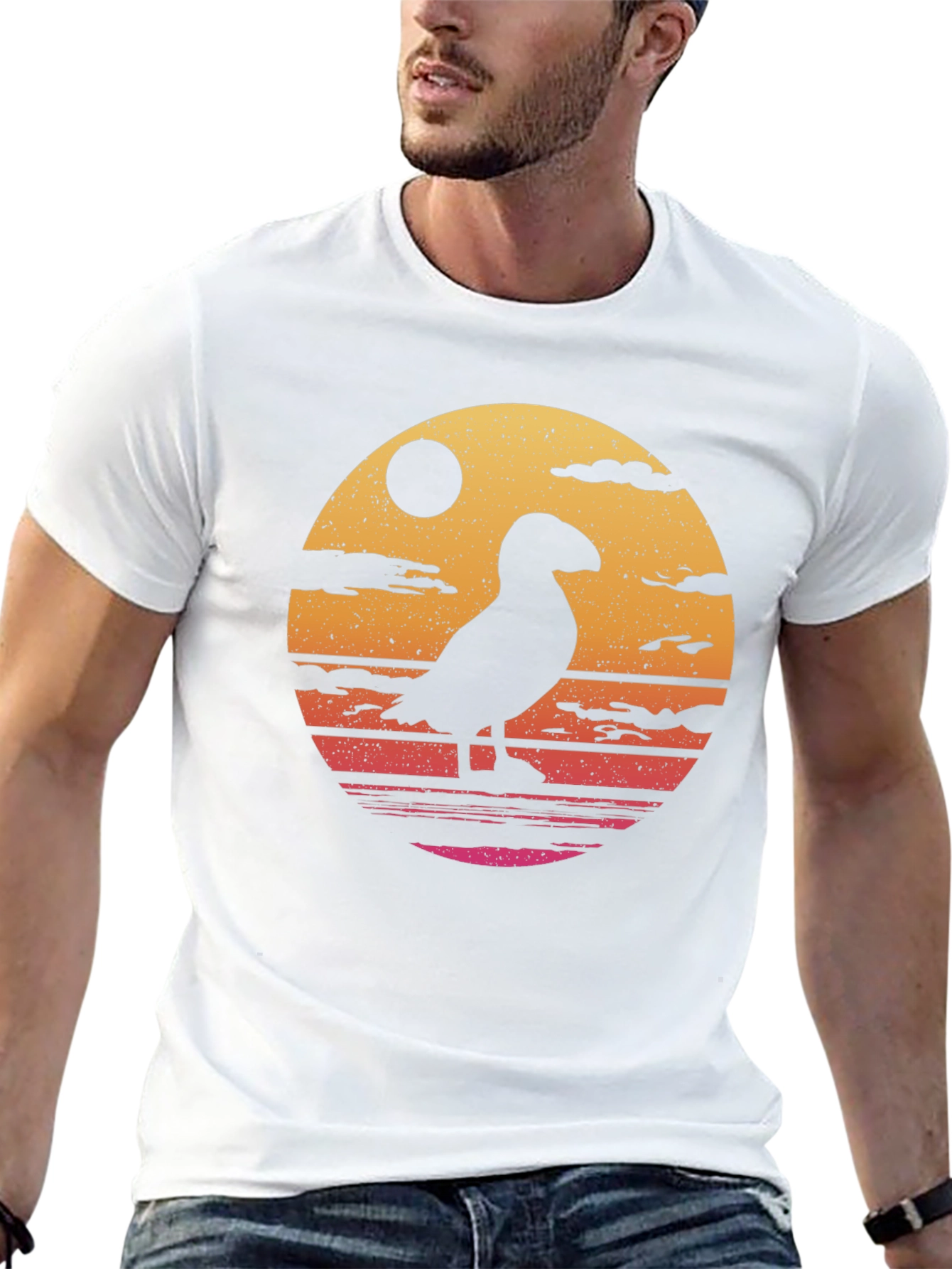 Retro Puffin T-Shirt - Black