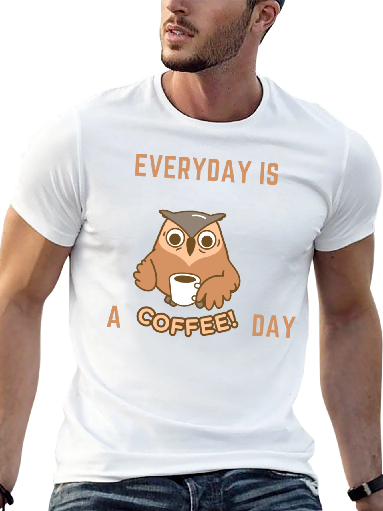 Everyday is a Coffee Day Owl Graphic T-Shirt