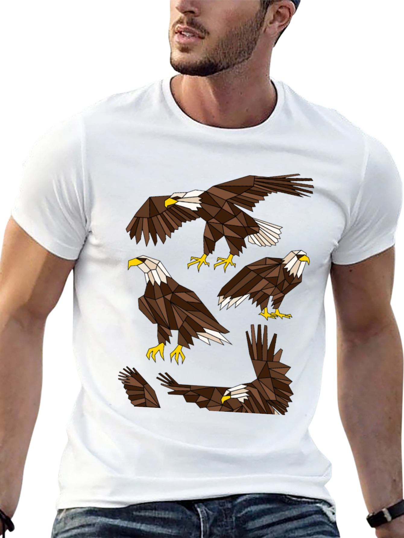 Geometric Eagle Print T-Shirt