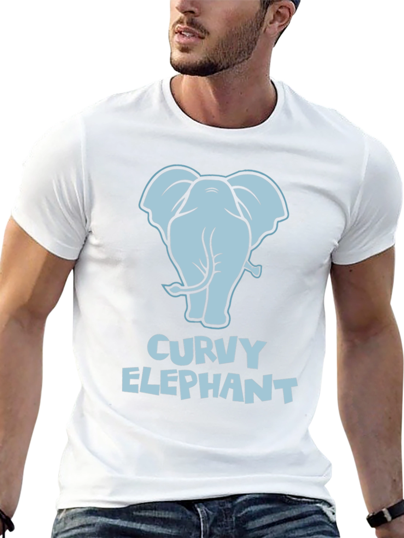 Curvy Elephant Graphic T-Shirt - Unisex Black Tee