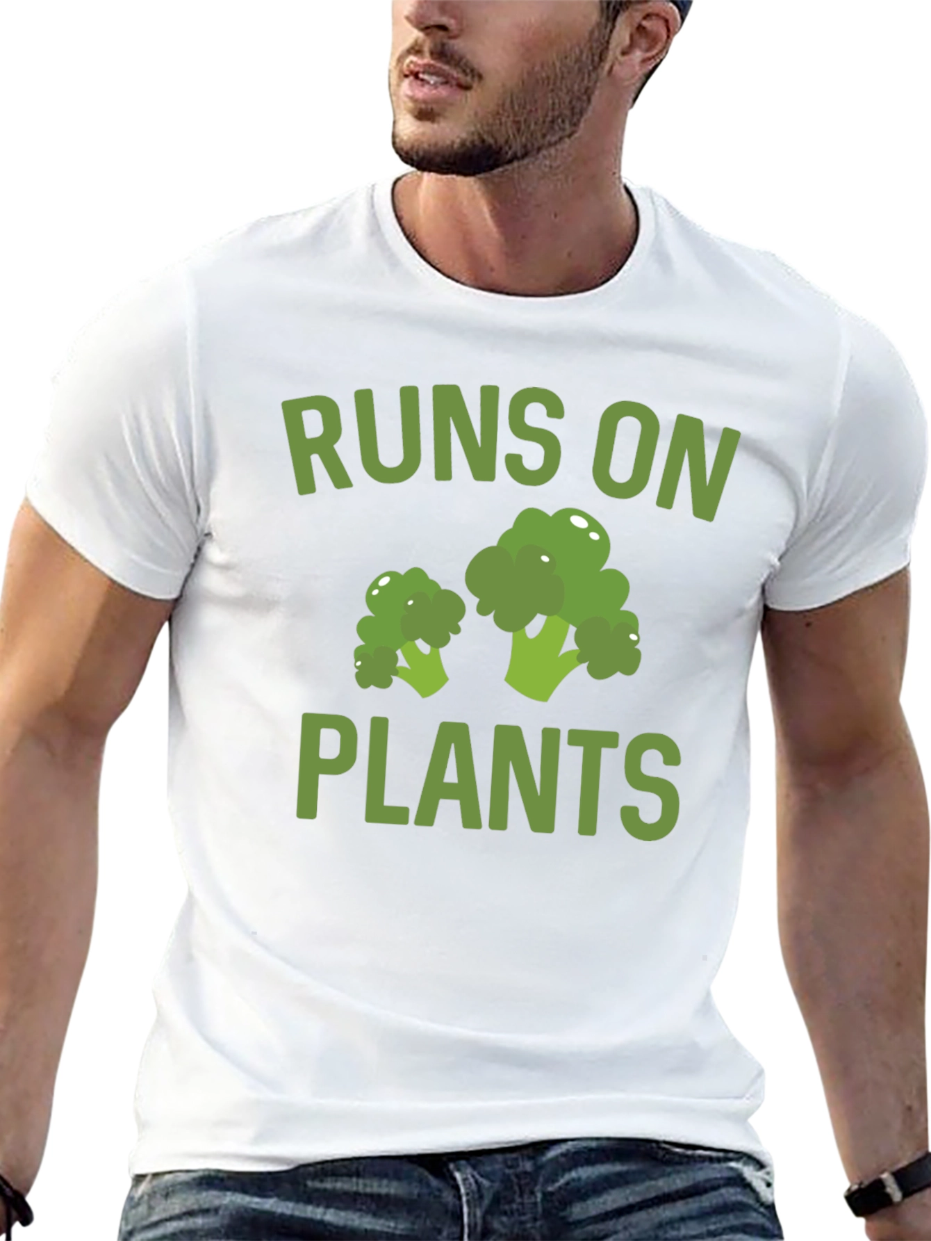 Runs on Plants T-Shirt - Vegan Broccoli Tee
