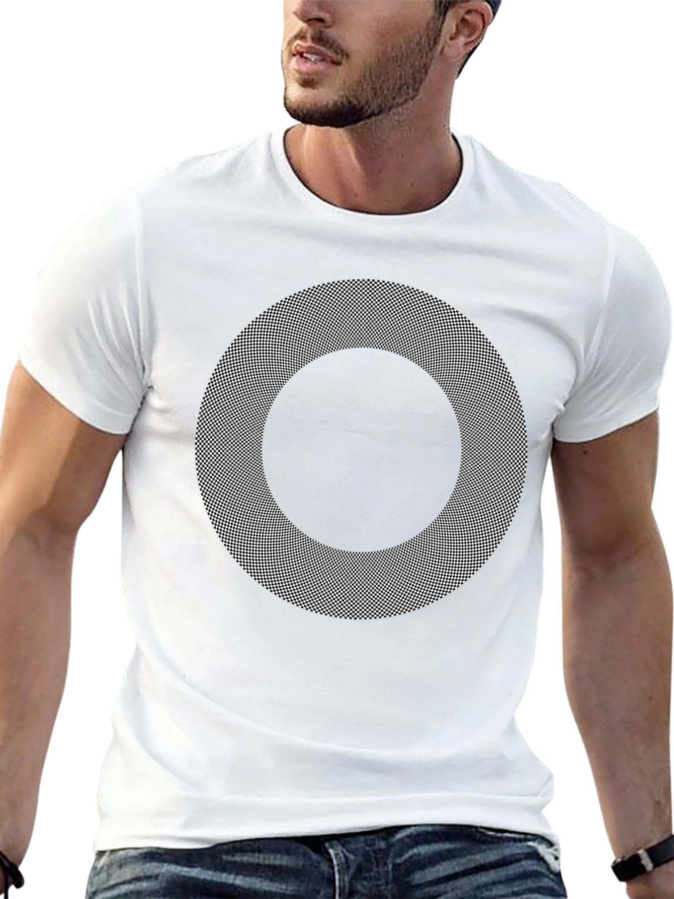 Optical Illusion Graphic Print Black T-Shirt