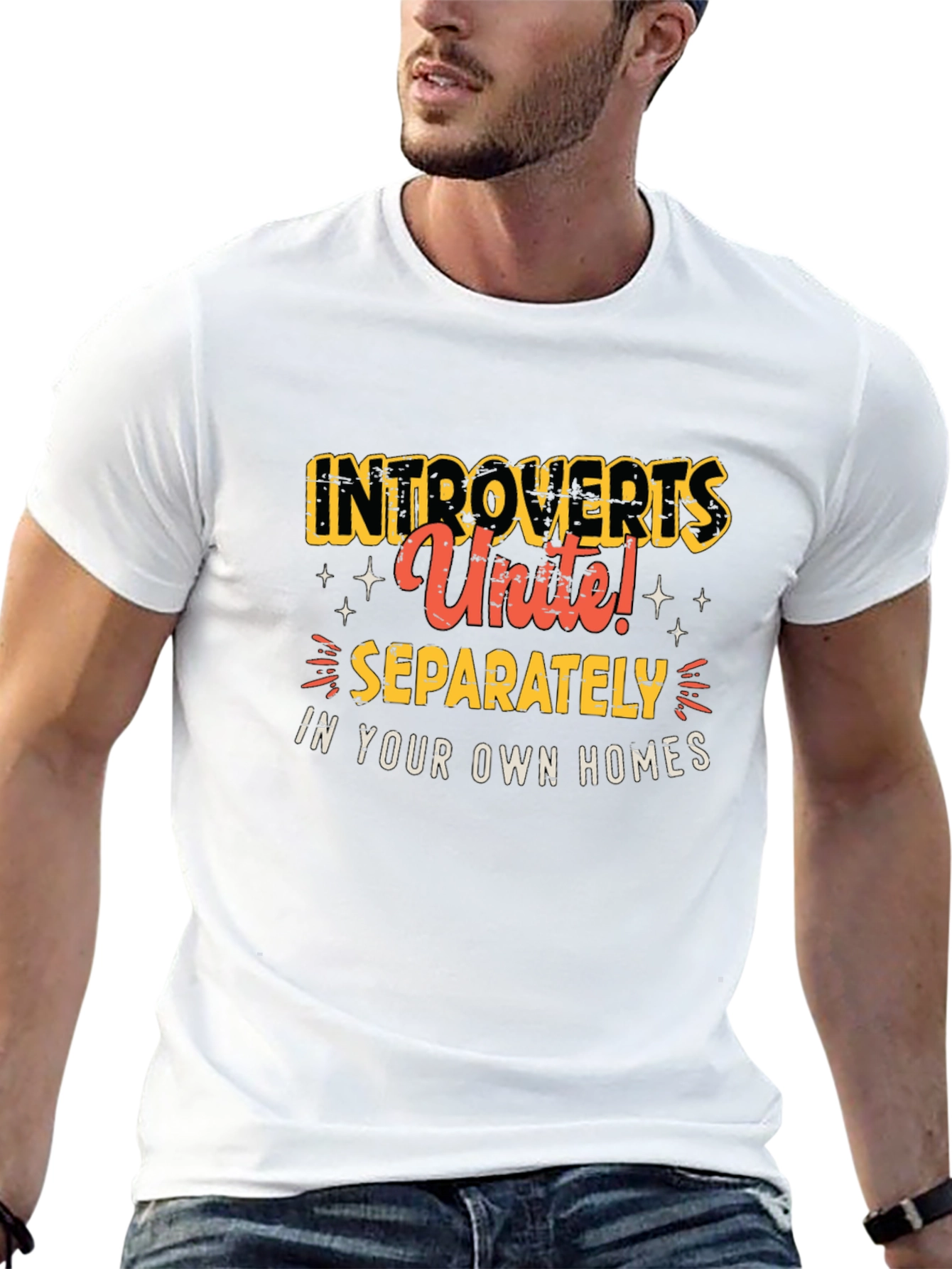 Introvert Unite T-Shirt - Black Crew Neck Tee