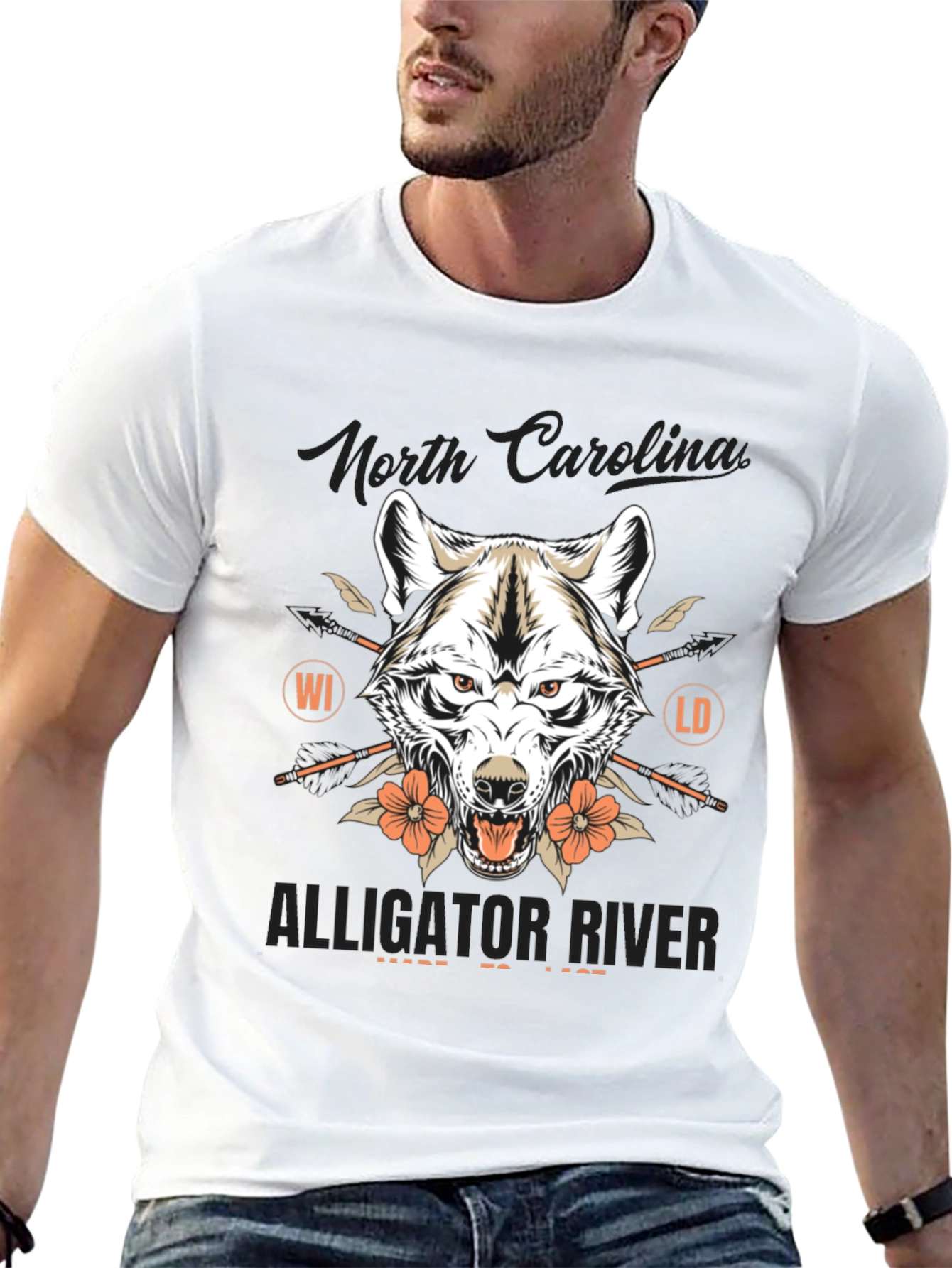 North Carolina Alligator River Wolf Graphic Tee