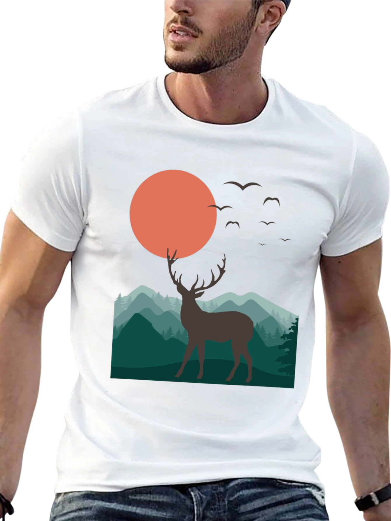 Deer Mountain Sunset Graphic T-Shirt