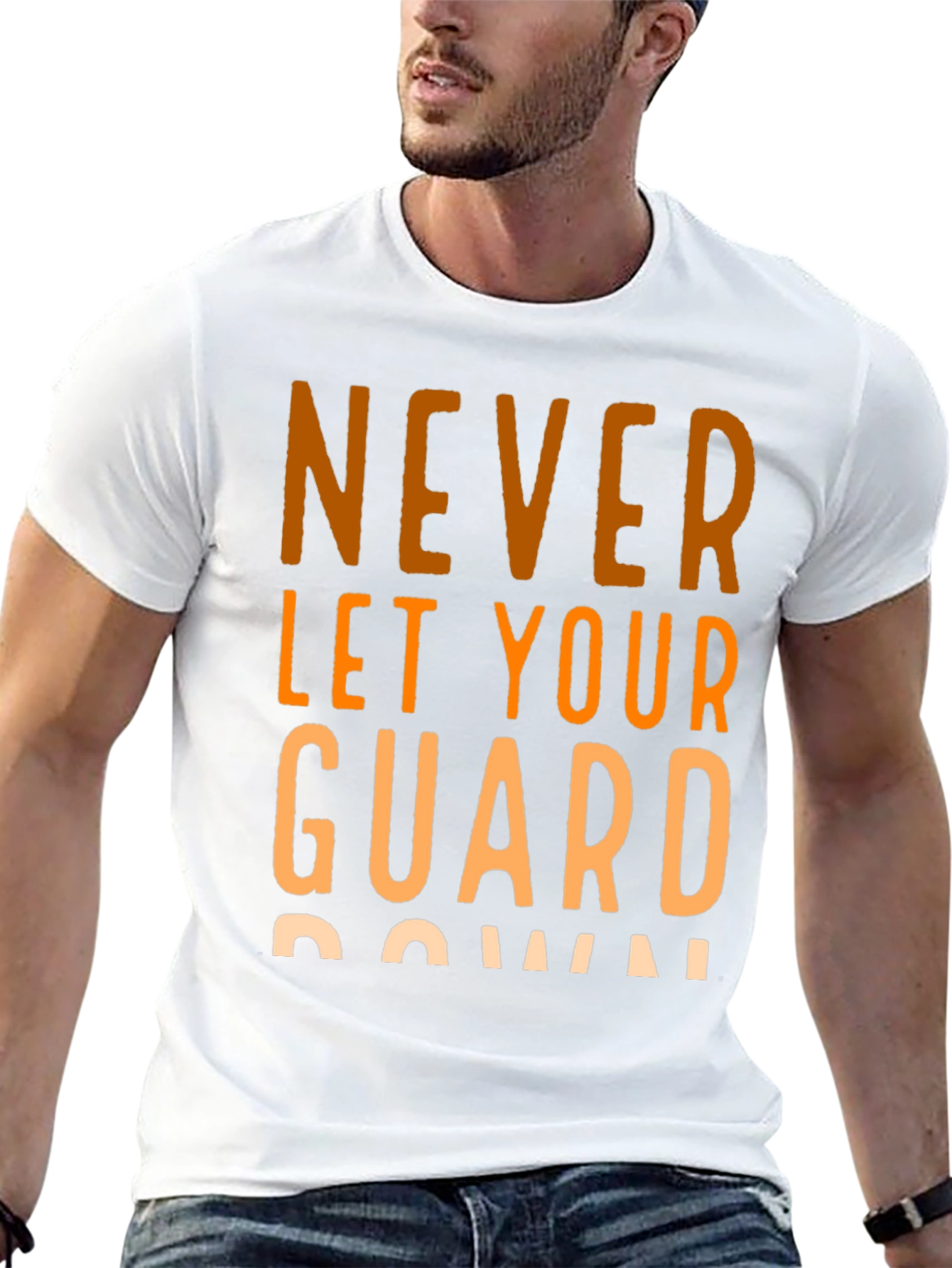 Never Let Your Guard Down Black Graphic Tee