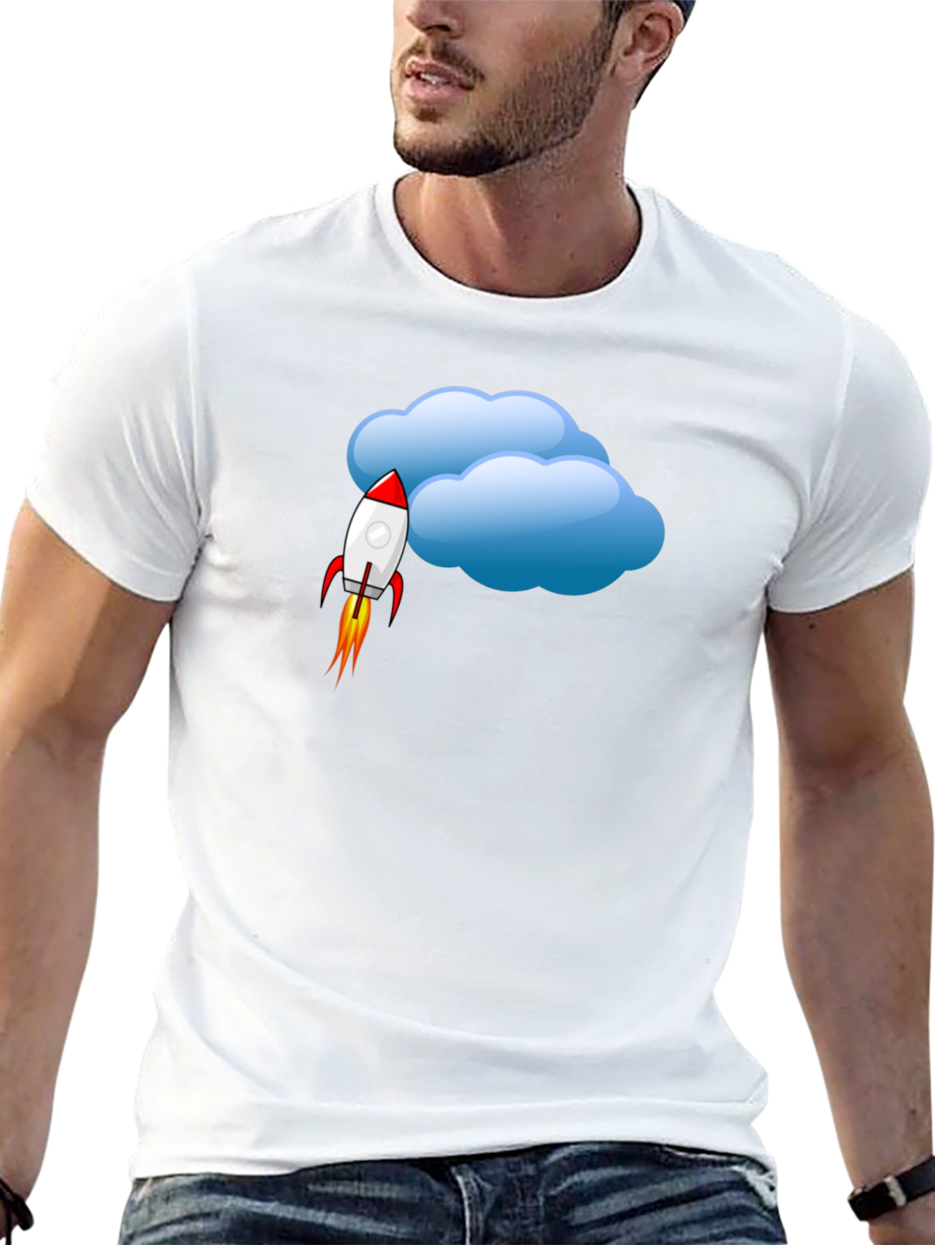 Rocket Cloud Graphic T-Shirt - Soft Cotton Blend
