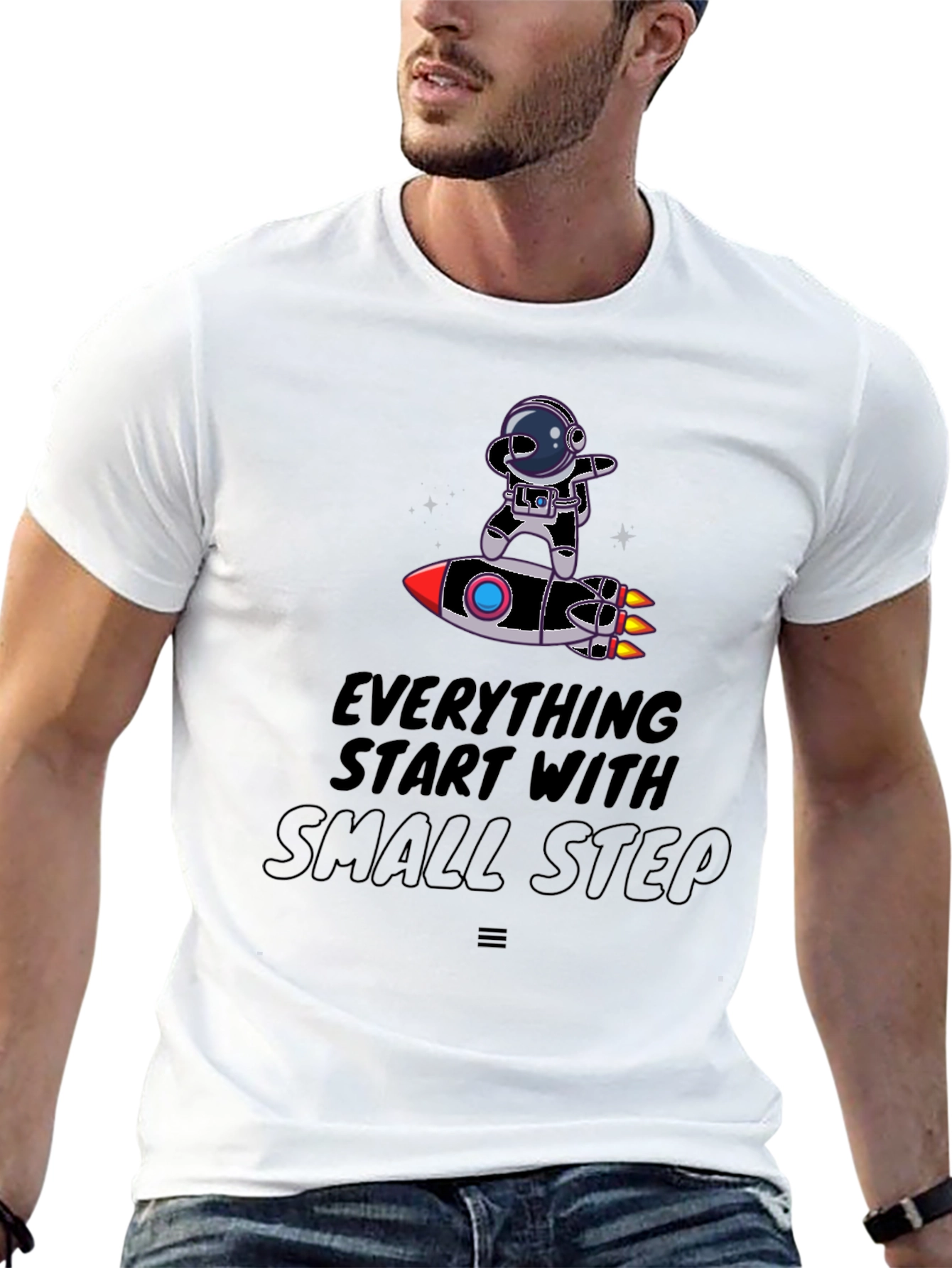 Astronaut on Rocket T-Shirt - Small Steps Matter