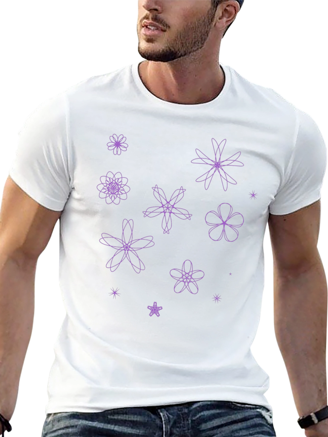 Floral Pattern Black T-Shirt