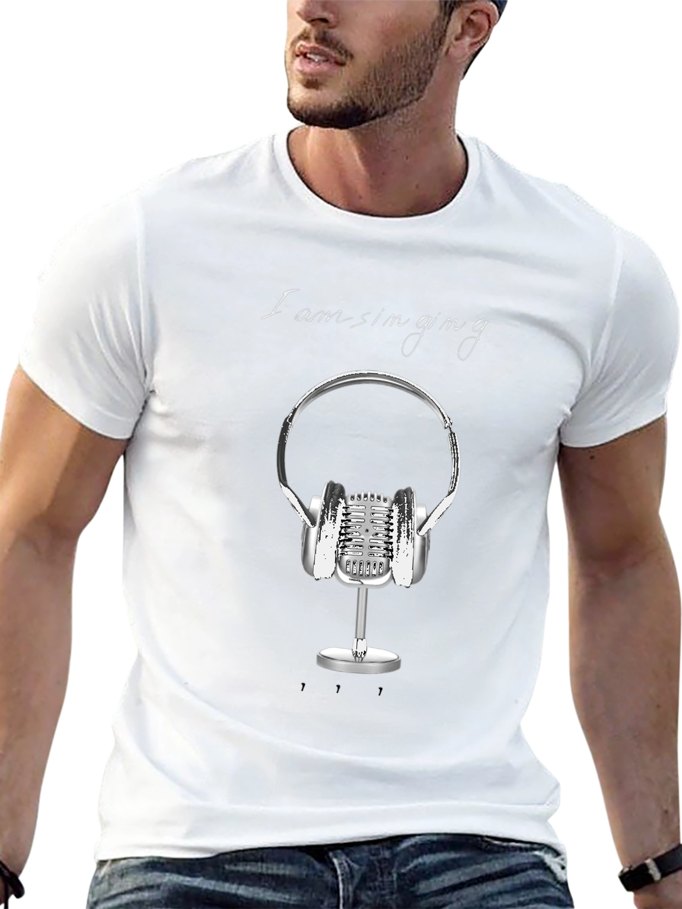 Singing Graphic Tee - Black Cotton T-Shirt