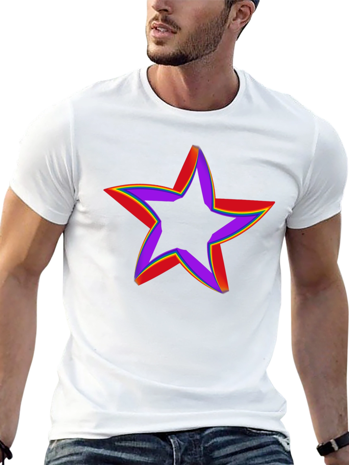 Rainbow Star Graphic Tee - Black