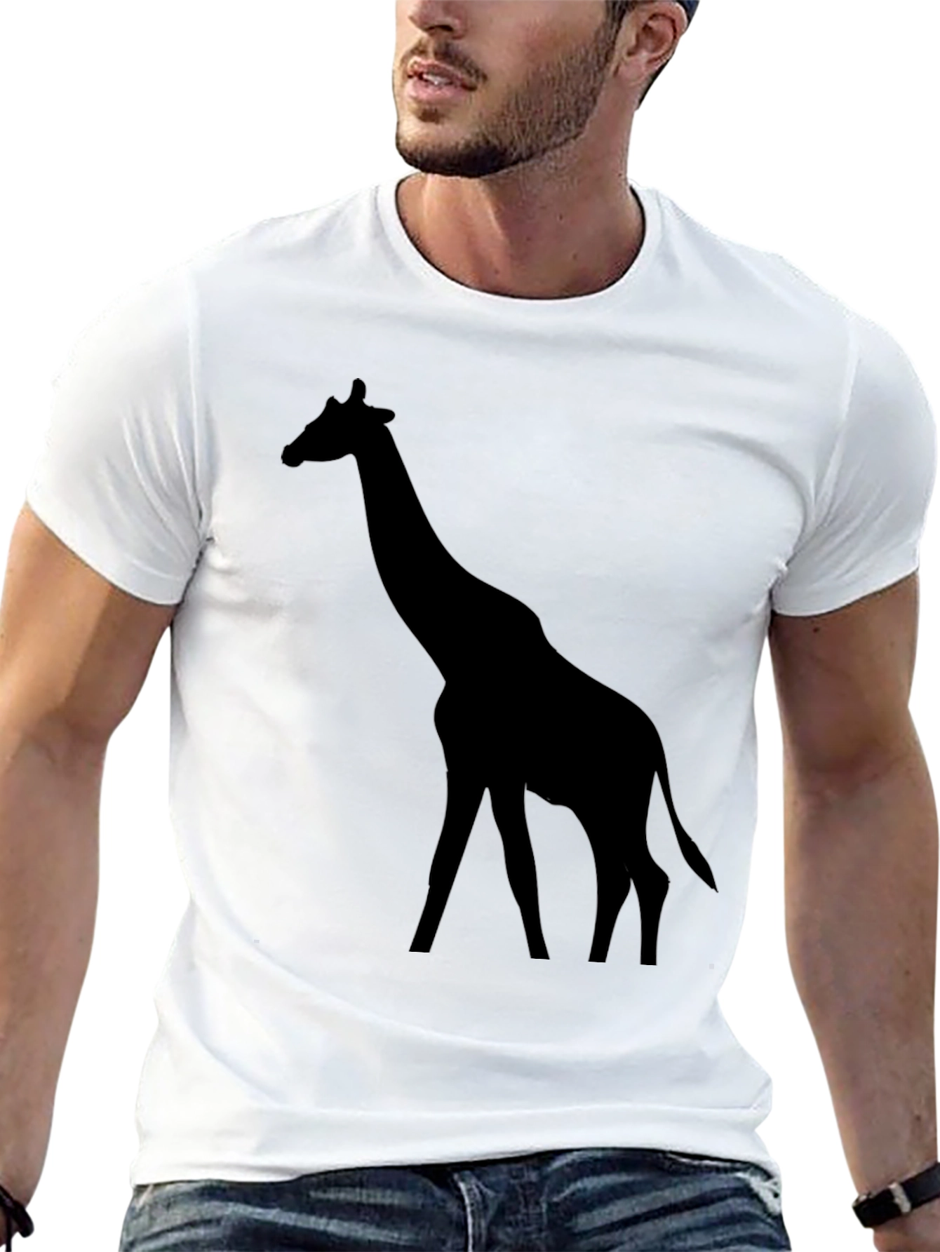 Black Giraffe Silhouette Graphic Tee