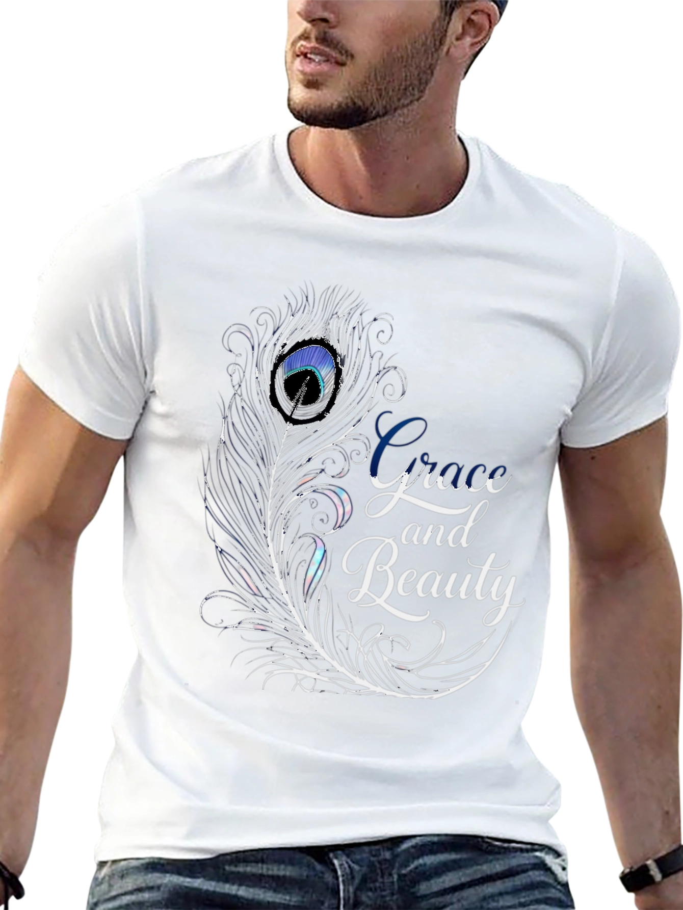 Grace and Beauty Feather Graphic T-Shirt