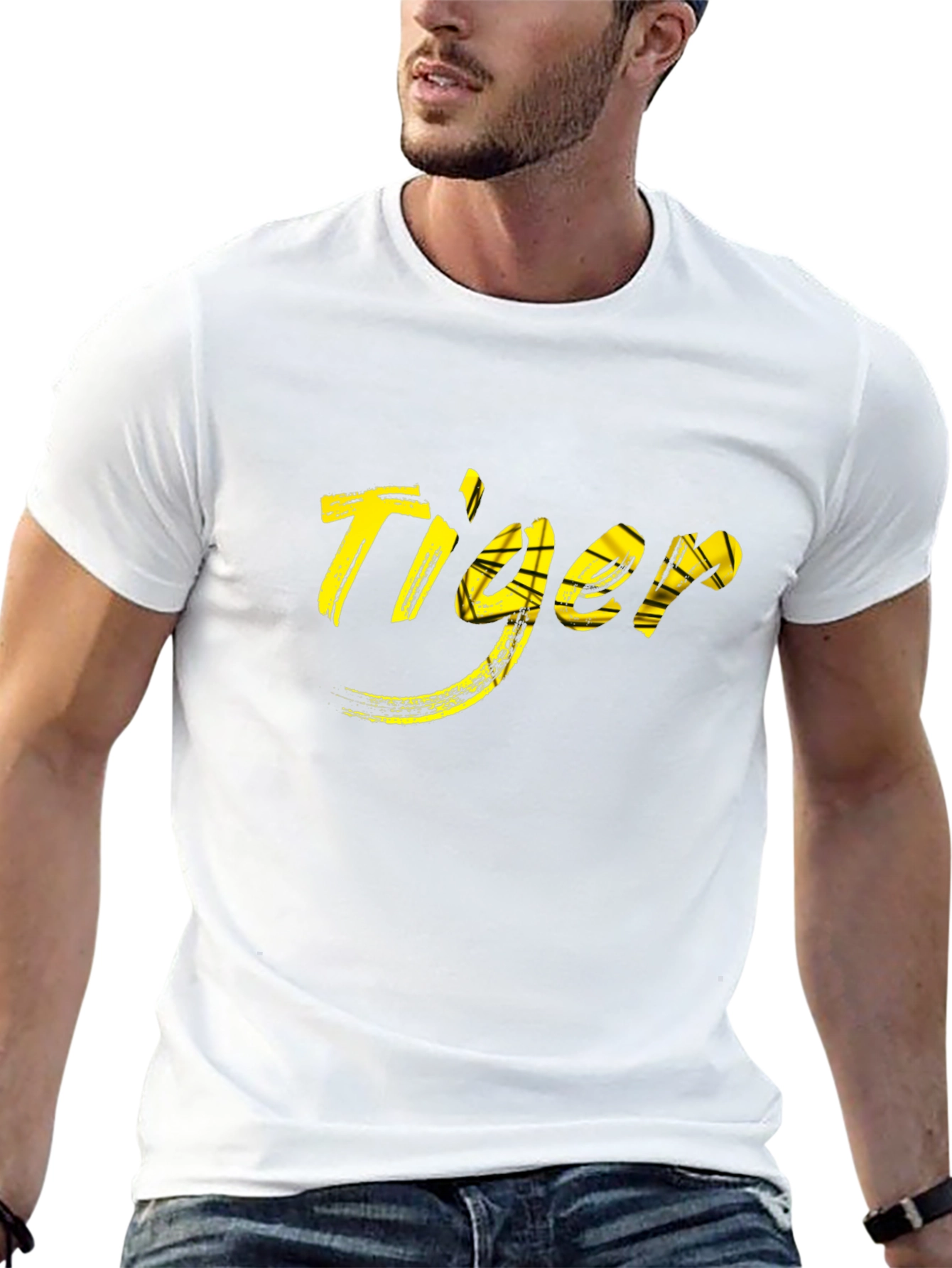 Tiger Graphic Tee - Mens Black Cotton T-Shirt