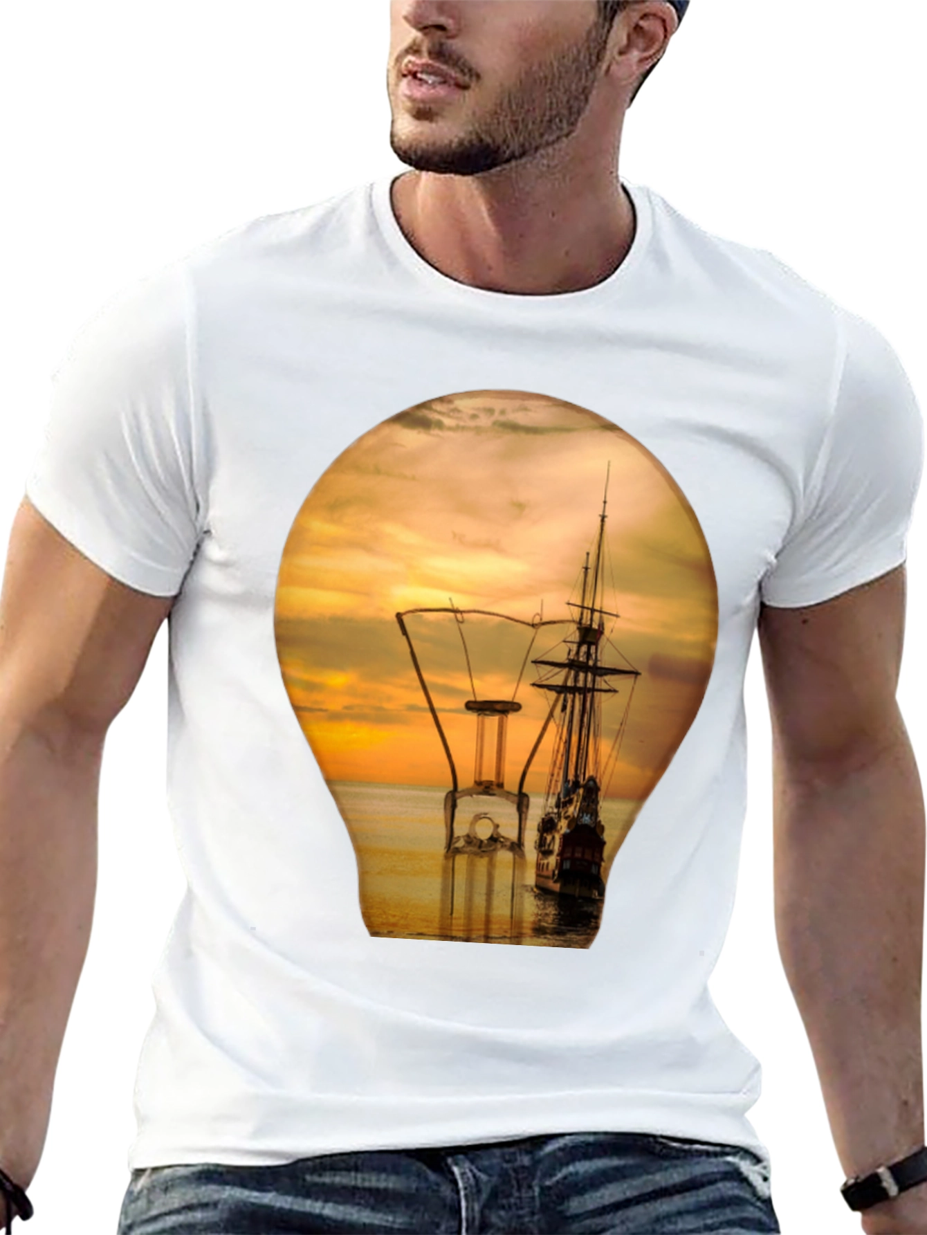 Nautical Sunset Lightbulb Graphic T-Shirt