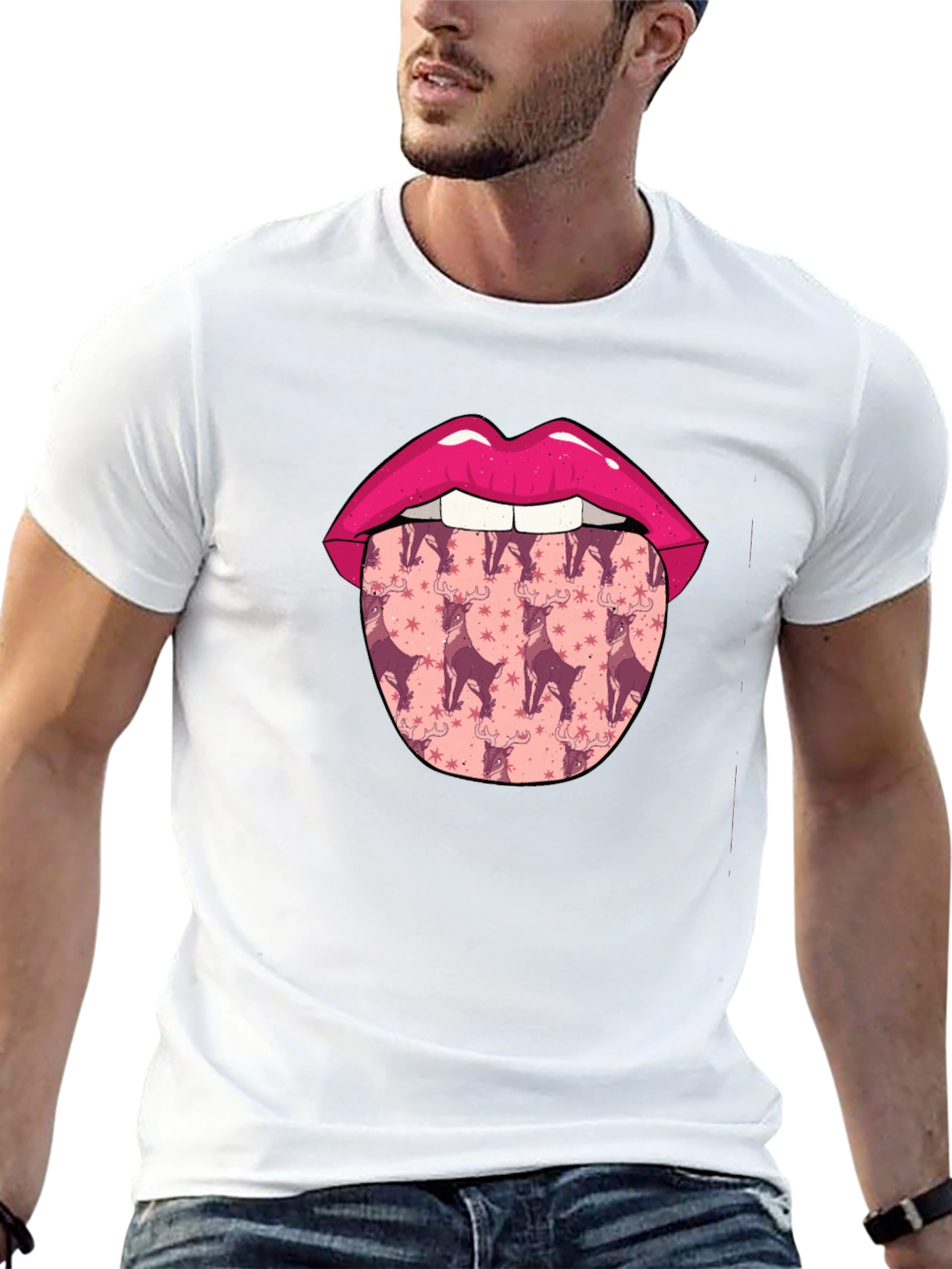 Lips & Reindeer Tongue Graphic Tee