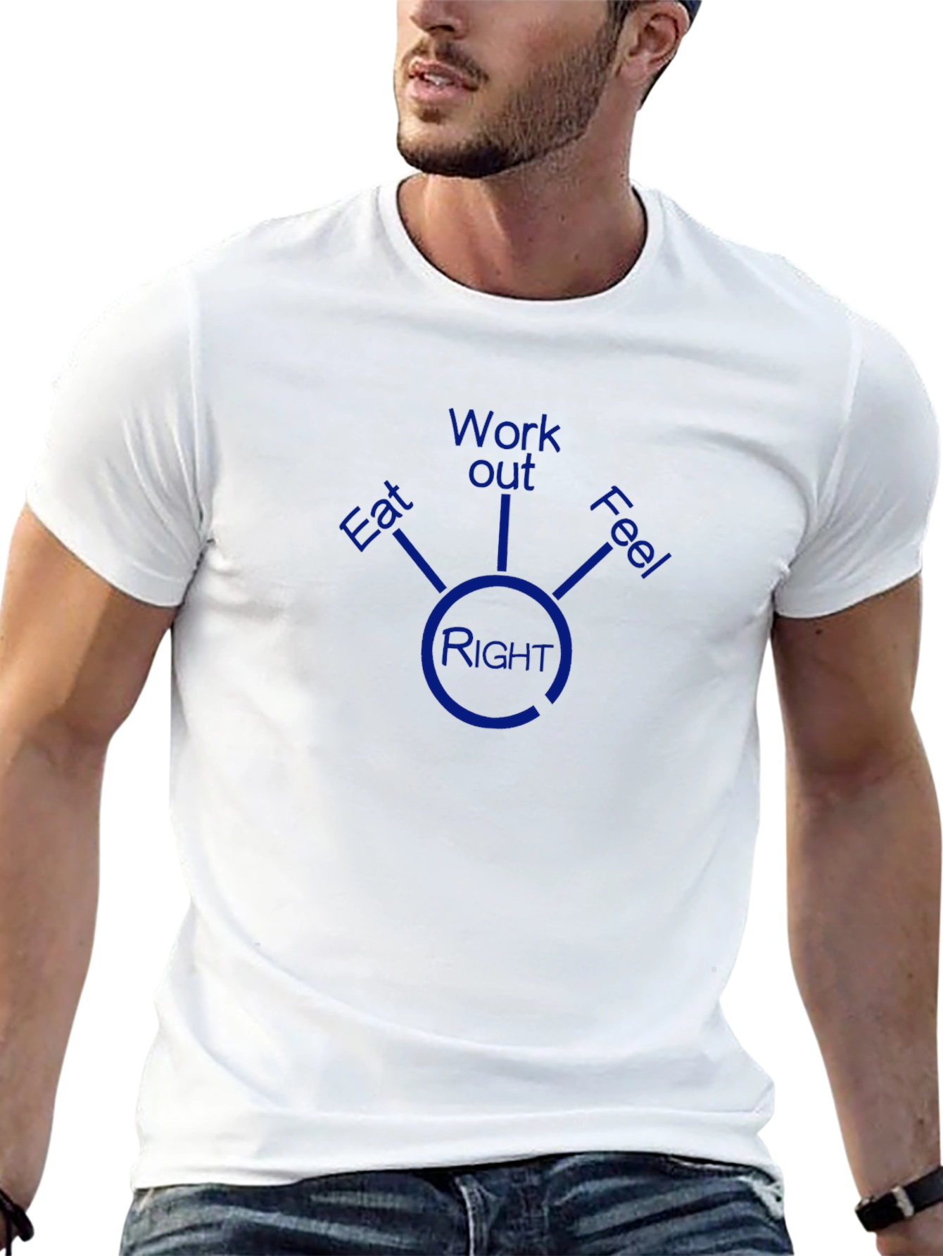 Eat Work Out Feel Right Black T-Shirt