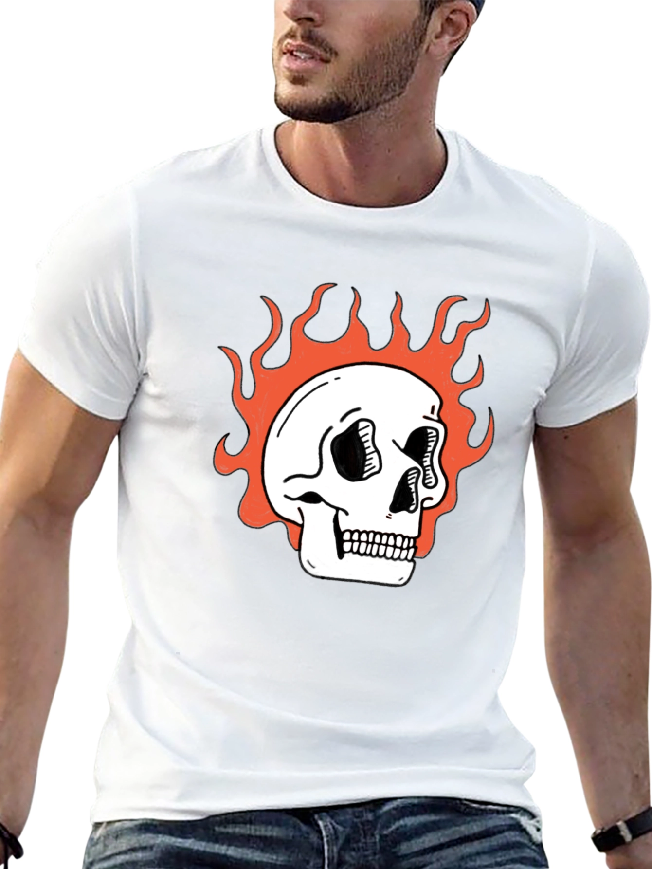 Flaming Skull Graphic Tee - Classic Black T-Shirt