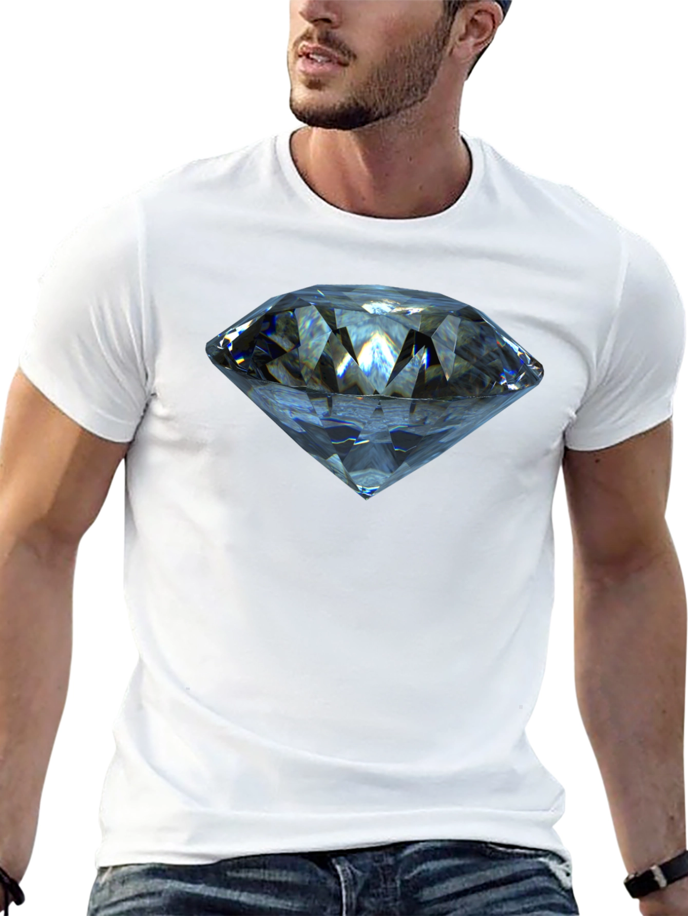Diamond Graphic T-Shirt - Stylish Crew Neck Tee
