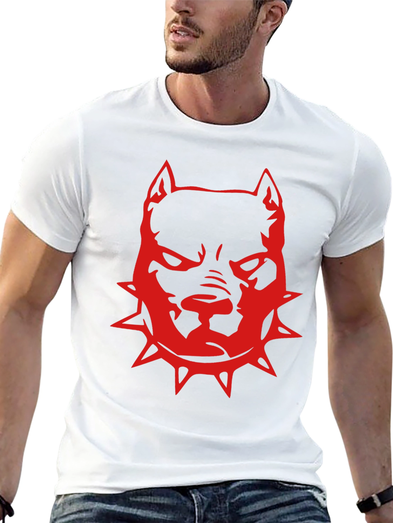 Red Pitbull Graphic T-Shirt - Black