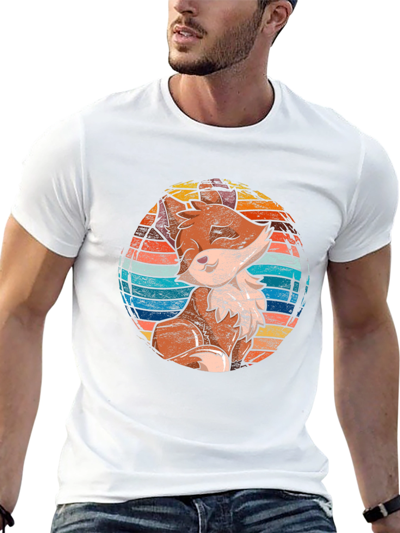 Fox Graphic Print Black T-Shirt for Men